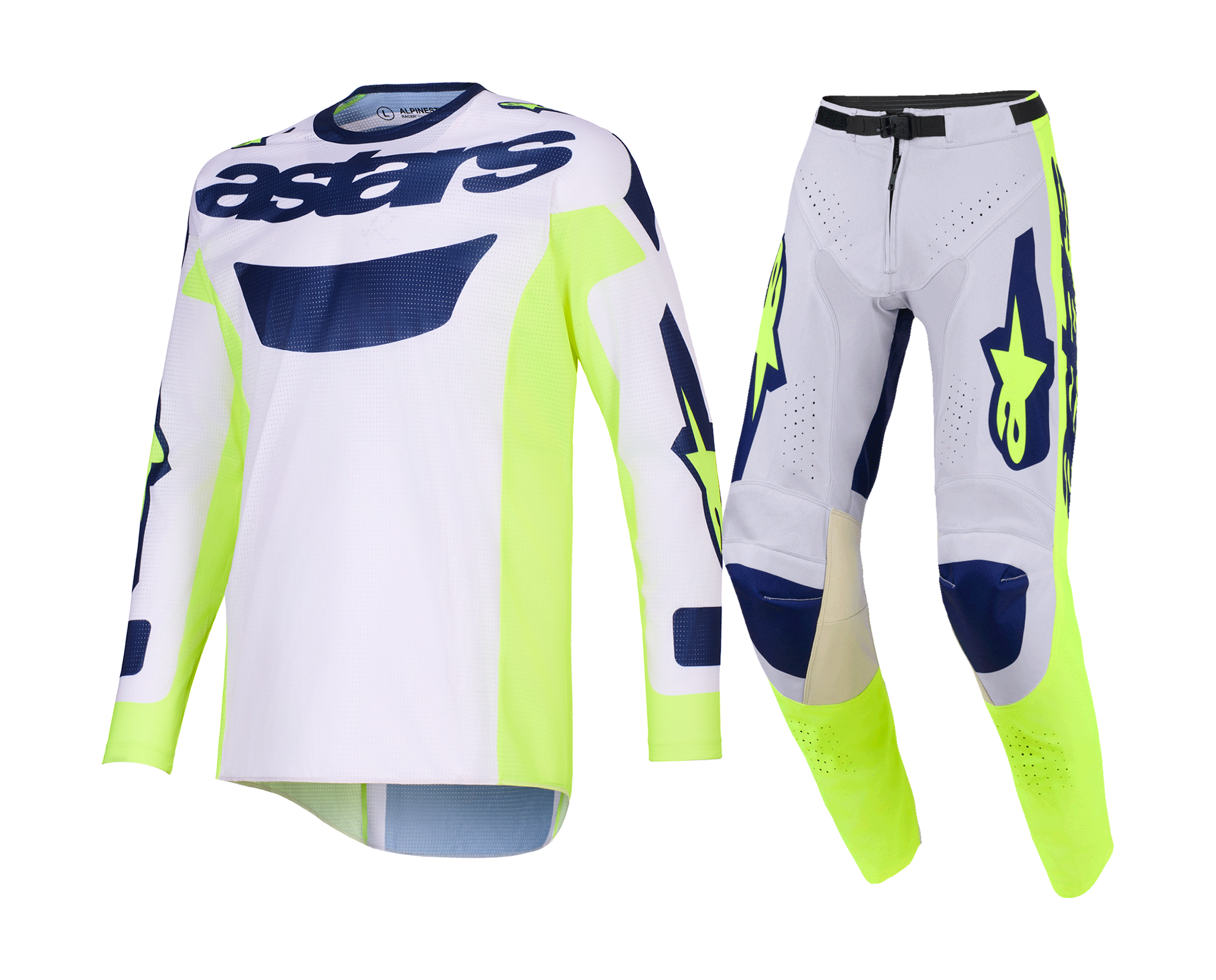 Alpinestars Crosskleding 2026 Racer Air Riway - Licht Grijs / Fluo Geel / Blauw