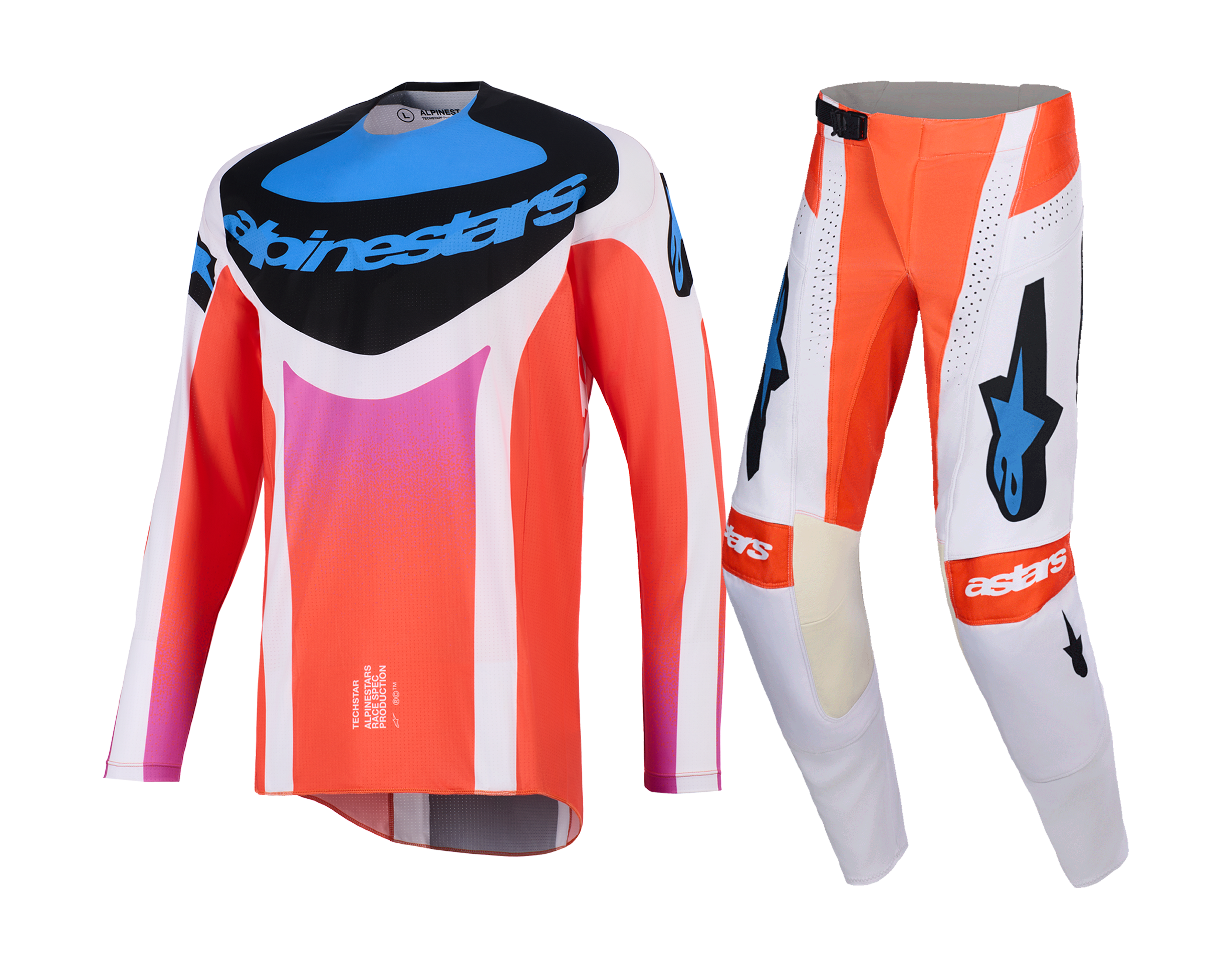 Alpinestars Crosskleding 2026 Techstar Knif - Licht Grijs / Fluo Oranje / Zwart