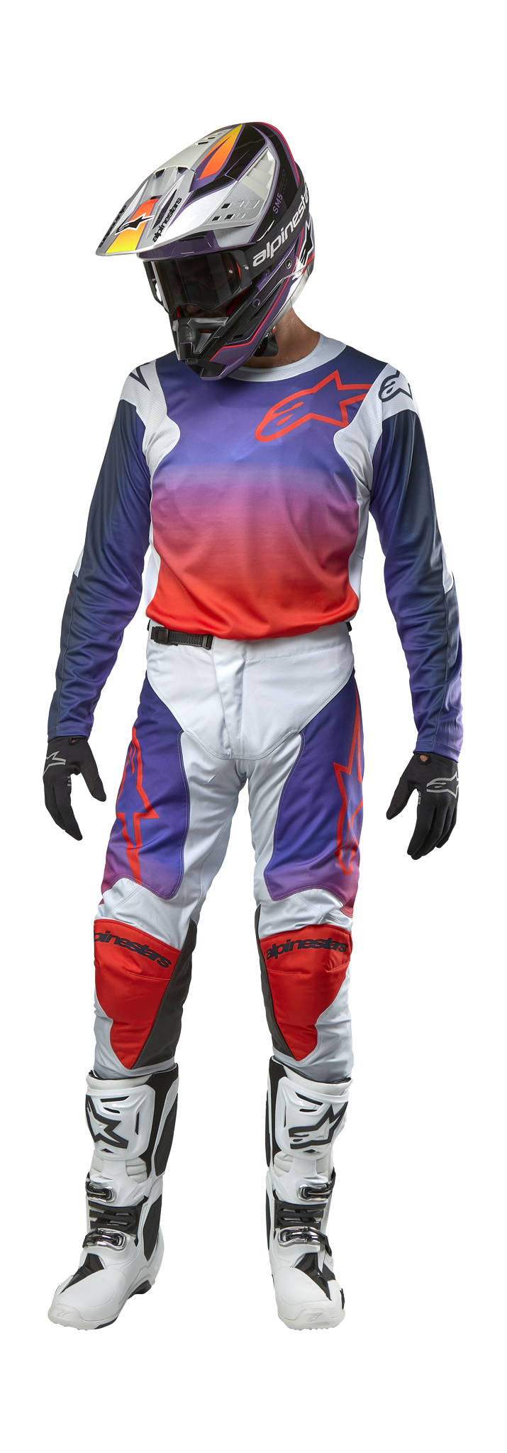 Alpinestars Crosskleding Racer Hoen - Licht Grijs / Hot Oranje / Zwart