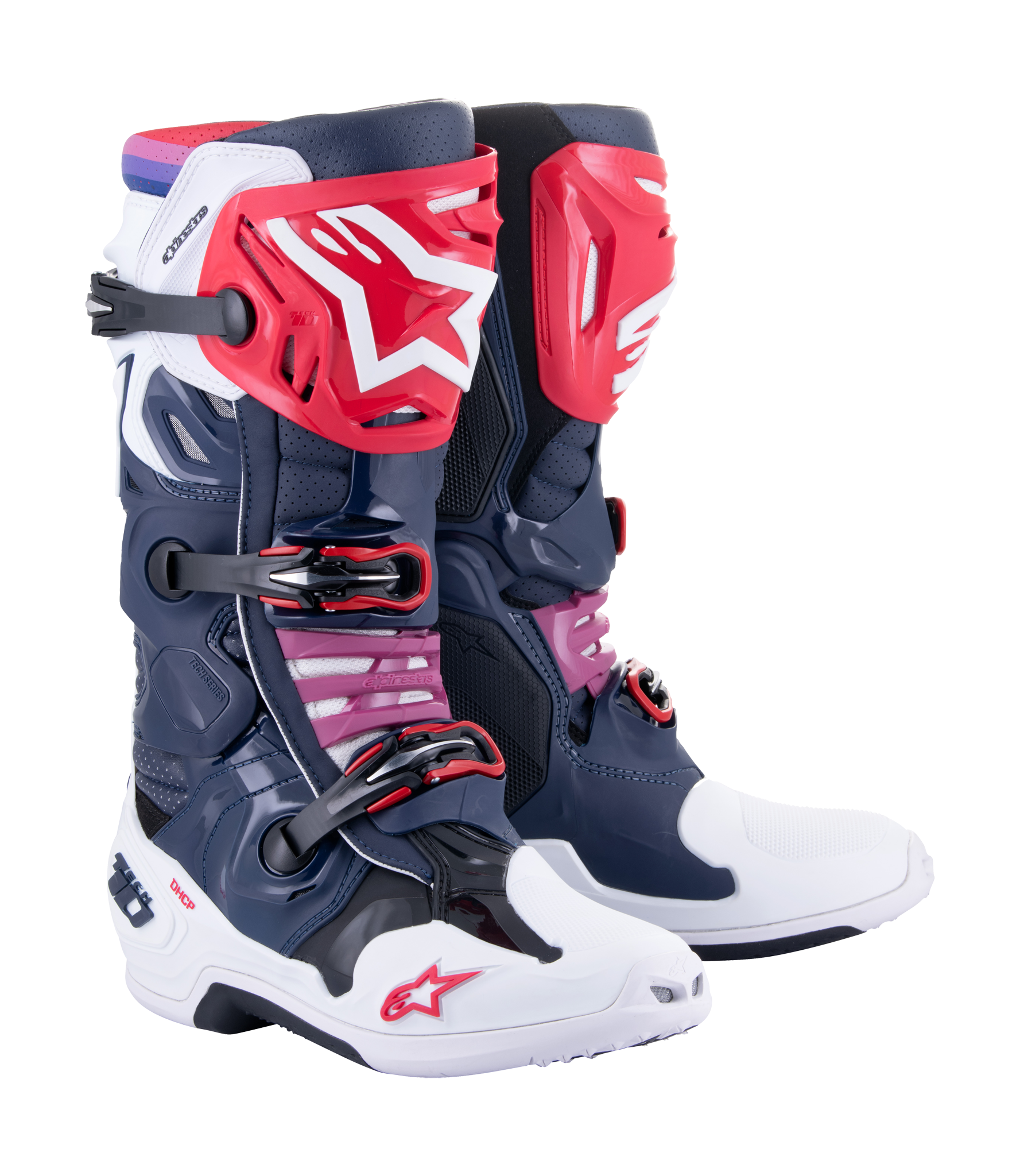 Alpinestars Crosslaarzen Tech 10 Supervented - Navy / Wit / Rainbow
