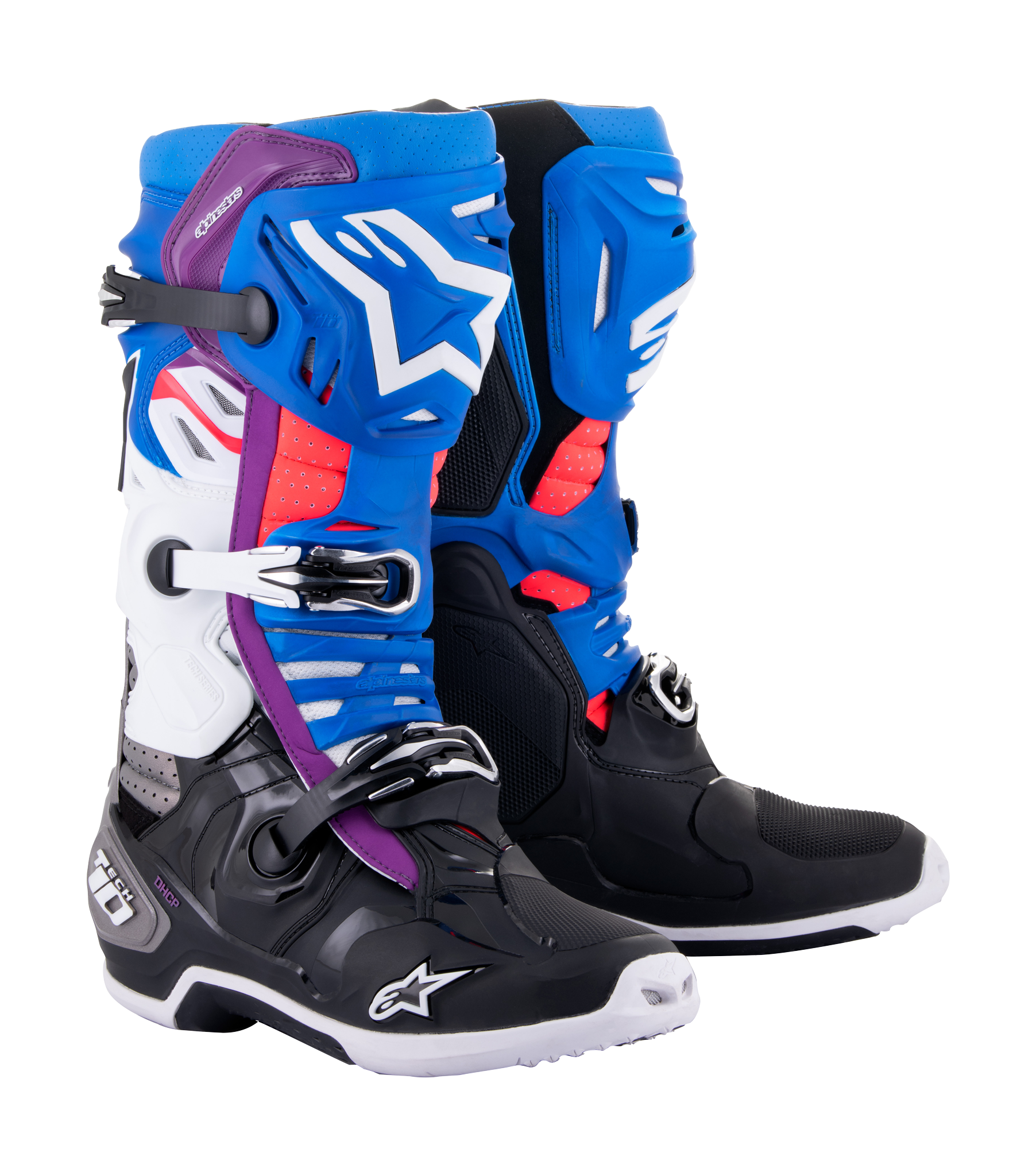 Alpinestars Crosslaarzen Tech 10 Supervented - Zwart / Enamal Blauw / Paars / Wit