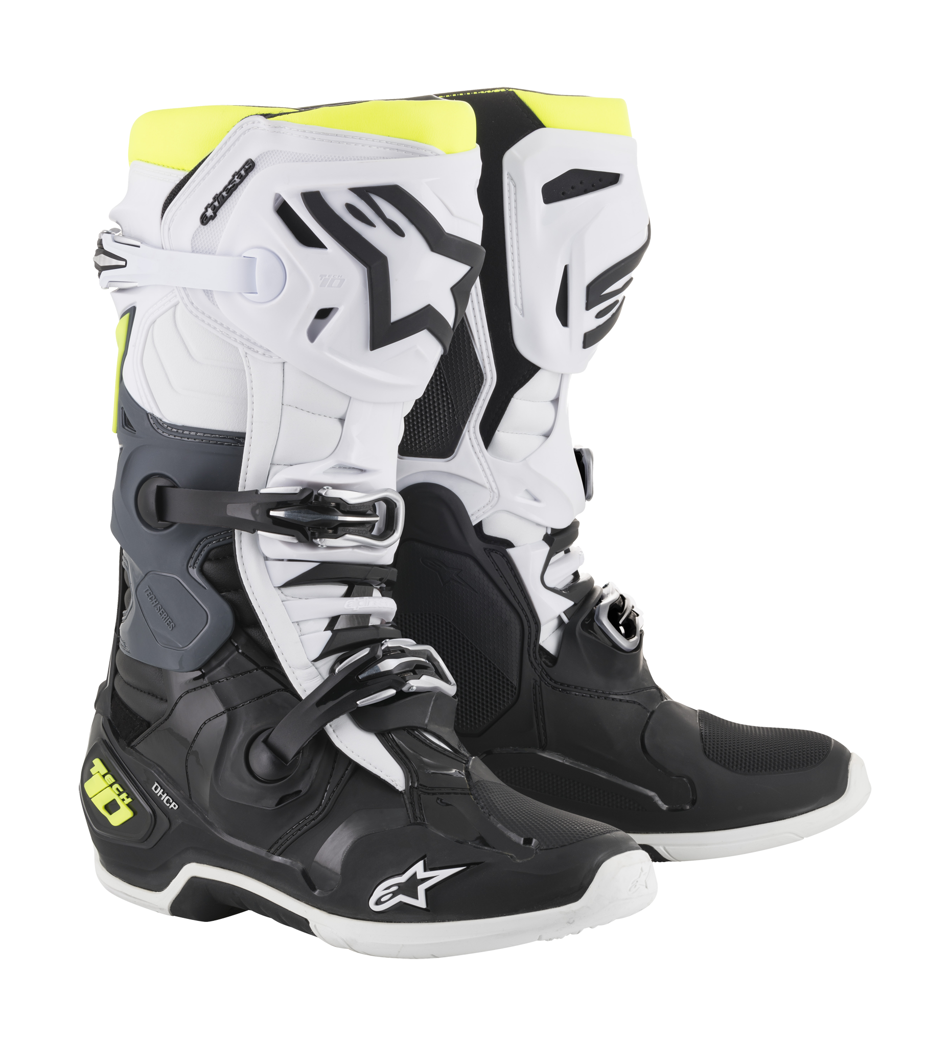 Alpinestars Crosslaarzen Tech 10 - Zwart / Wit / Fluo Geel