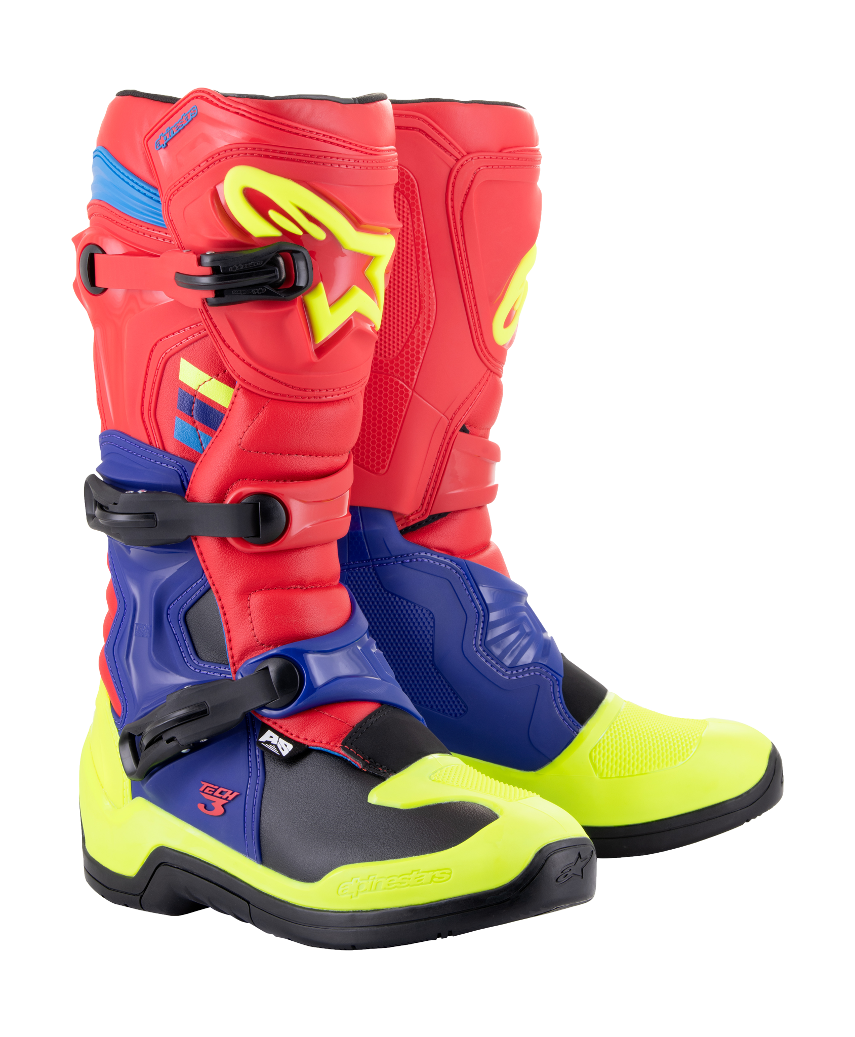 Alpinestars Crosslaarzen Tech 3 - Rood / Donker Blauw / Fluo Geel