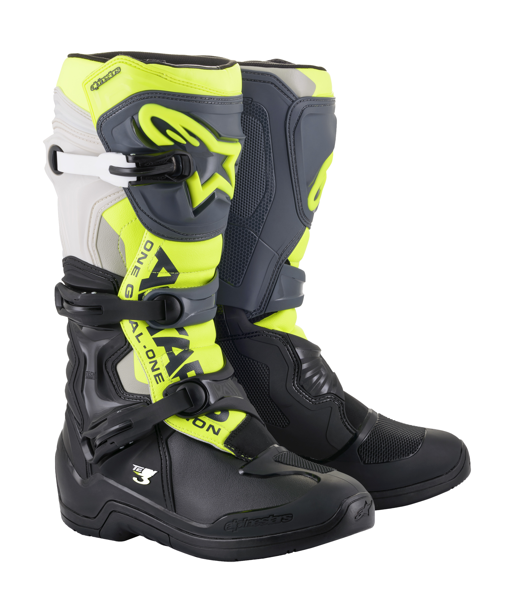 Alpinestars Crosslaarzen Tech 3 - Zwart / Grijs / Fluo Geel