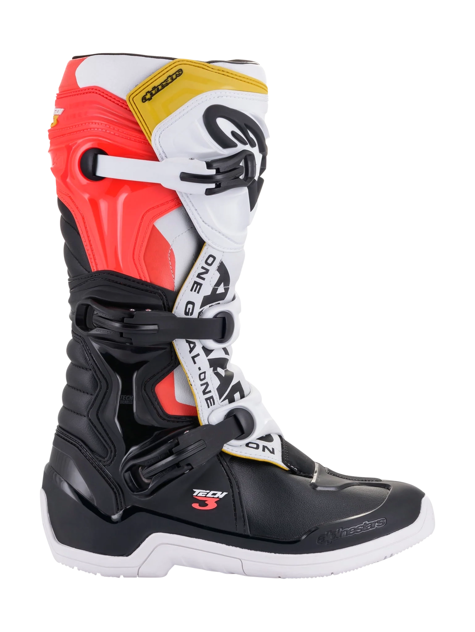 Alpinestars Crosslaarzen Tech 3 - Zwart / Wit / Fluo Rood / Geel