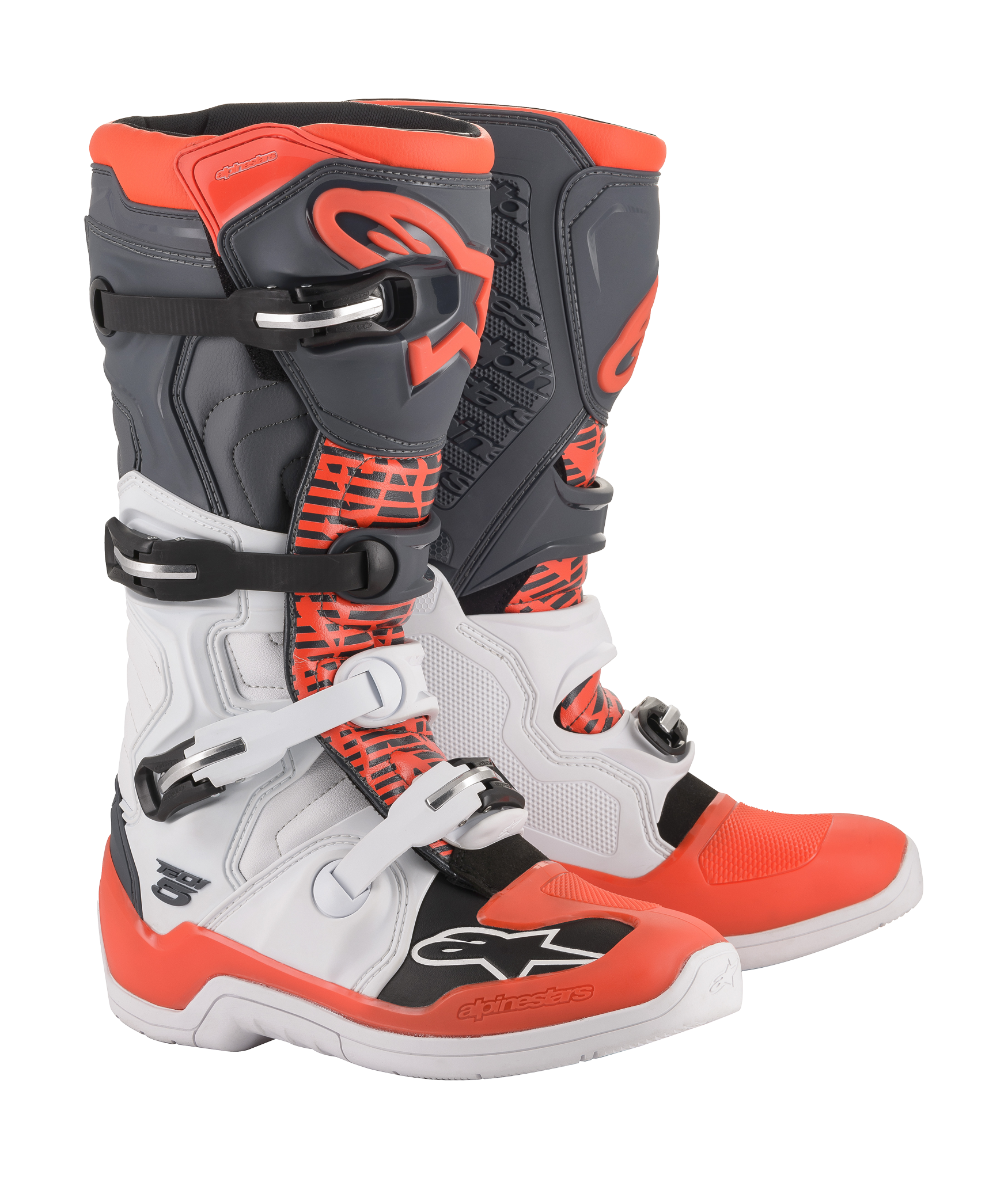 Alpinestars Crosslaarzen Tech 5 - Wit / Grijs / Fluo Rood