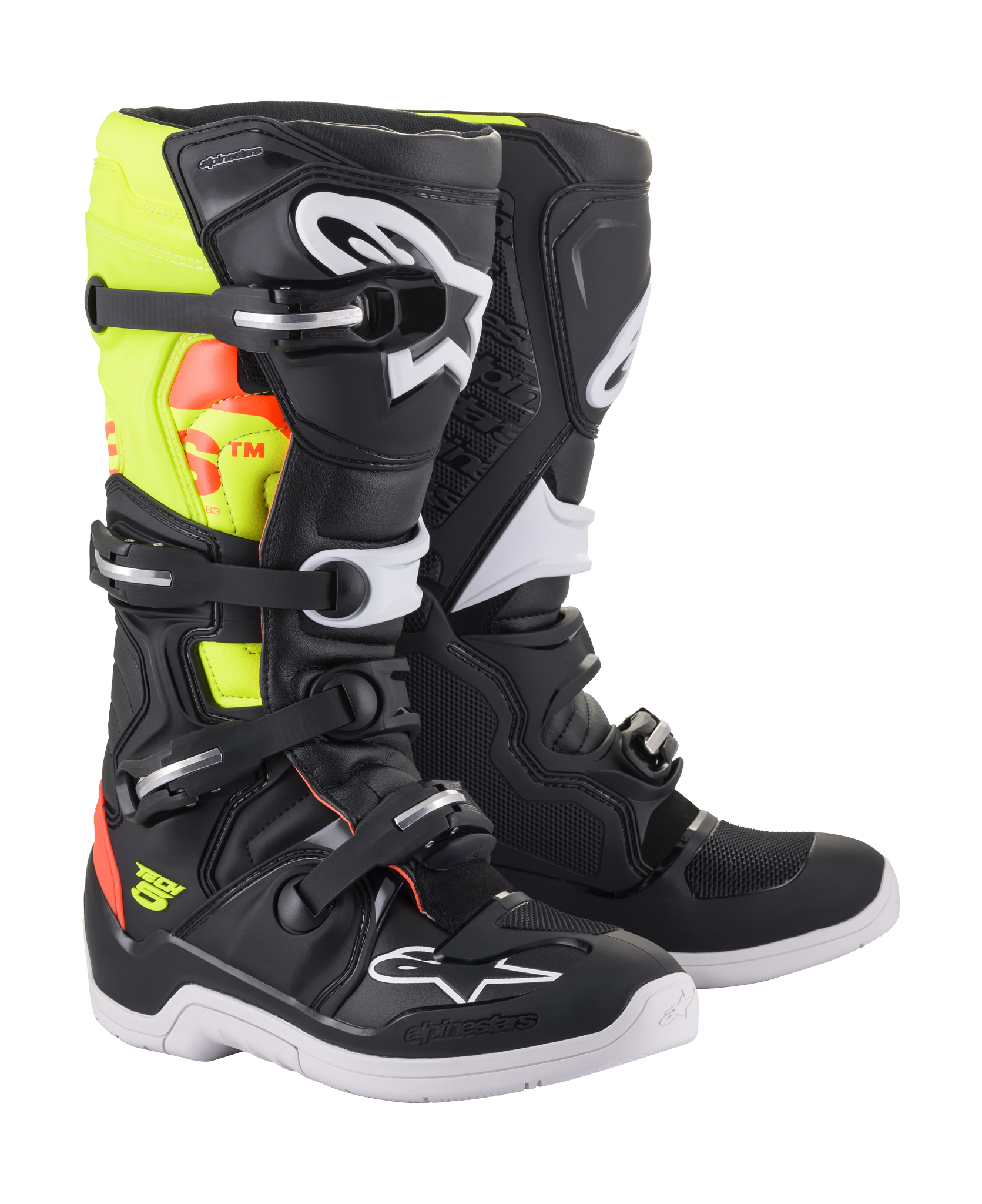 Alpinestars Crosslaarzen Tech 5 - Zwart / Fluo Rood / Fluo Geel