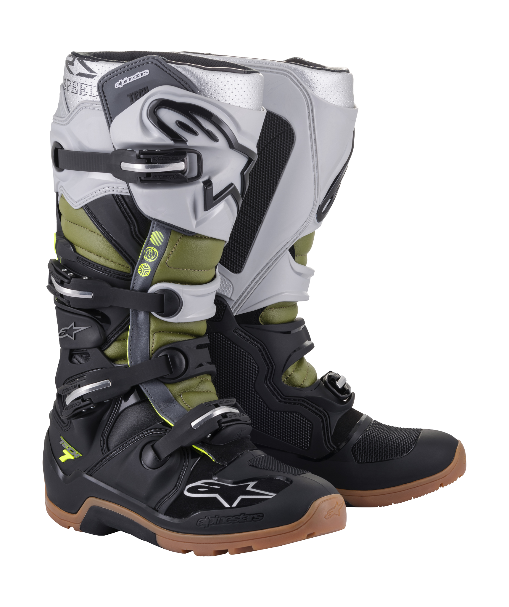 Alpinestars Crosslaarzen Tech 7 Enduro - Zwart / Zilver / Groen