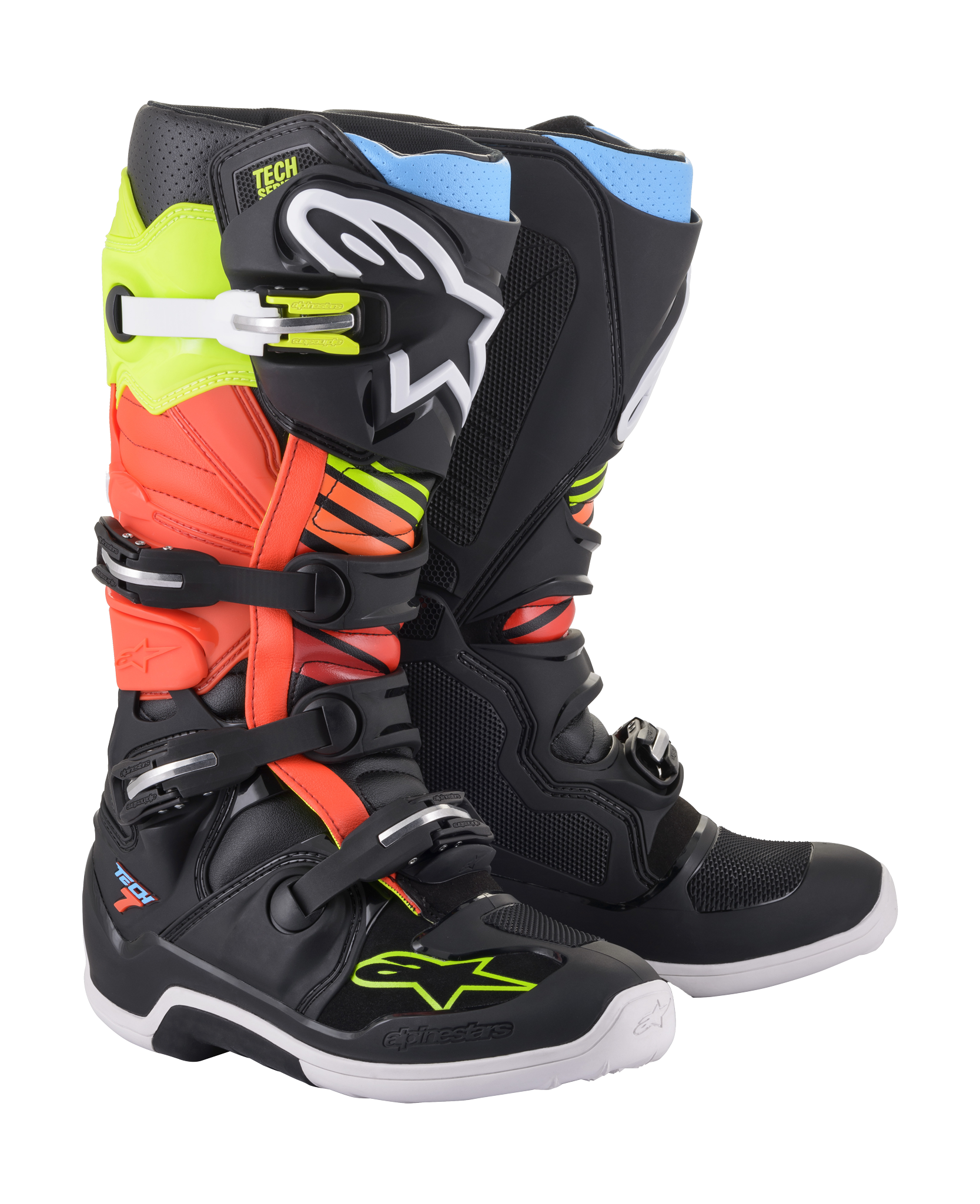 Alpinestars Crosslaarzen Tech 7 v14 - Zwart / Fluo Geel / Fluo Rood