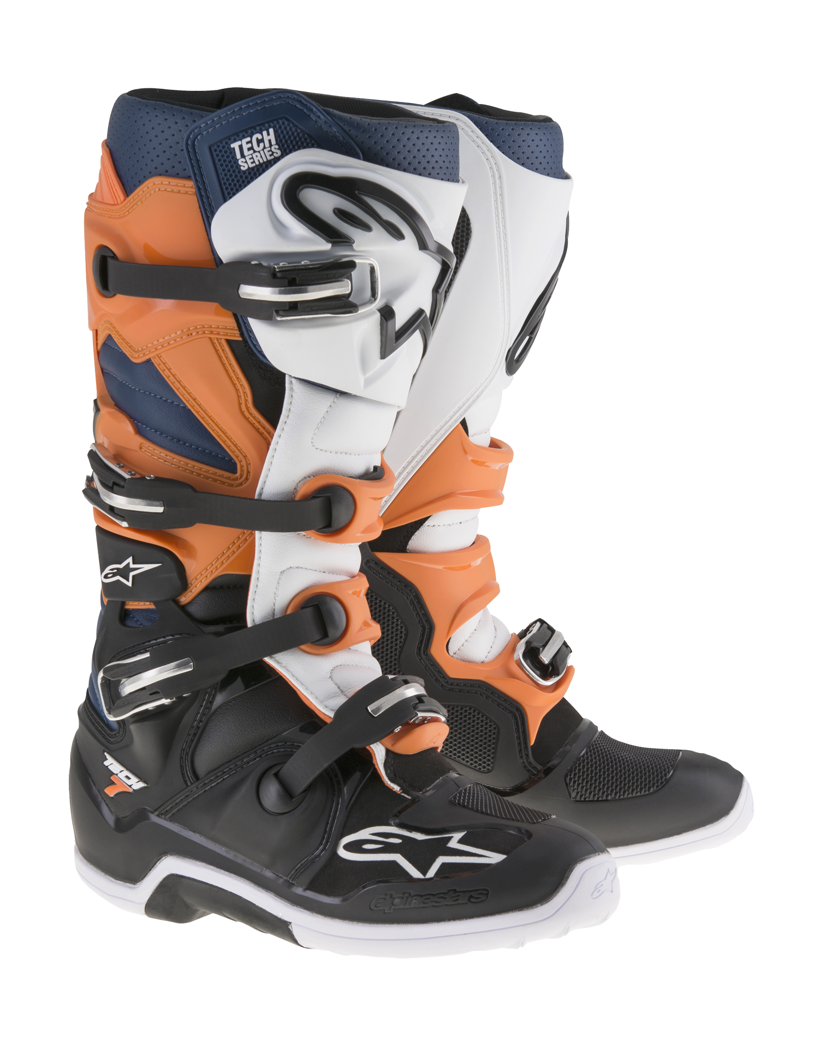 Alpinestars Crosslaarzen Tech 7 v14 - Zwart / Oranje / Wit / Blauw