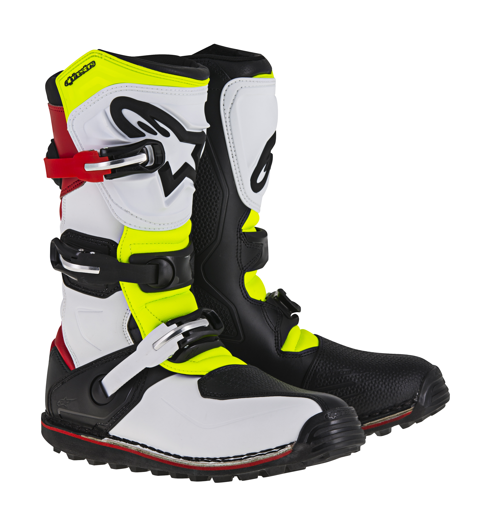 Alpinestars Crosslaarzen Tech-T - Wit / Rood / Geel Fluo / Zwart