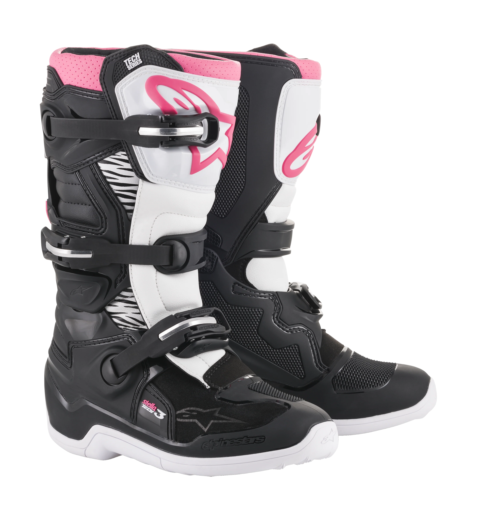 Alpinestars Dames Crosslaarzen Tech 3 Stella - Zwart / Wit / Roze
