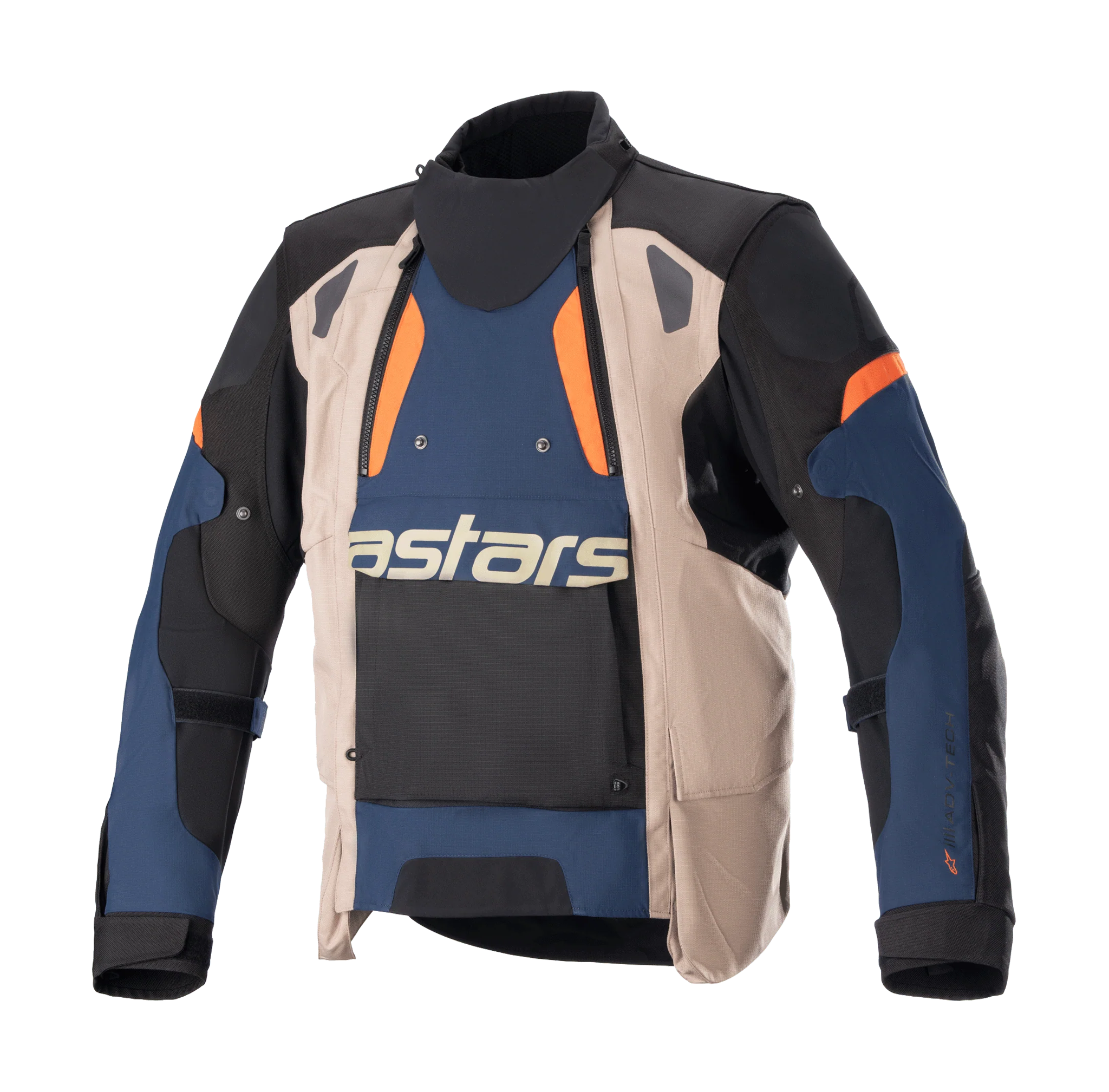 Alpinestars Enduro Jas Halo Drystar - Donker Blauw / Donker Khaki / Flame Oranje