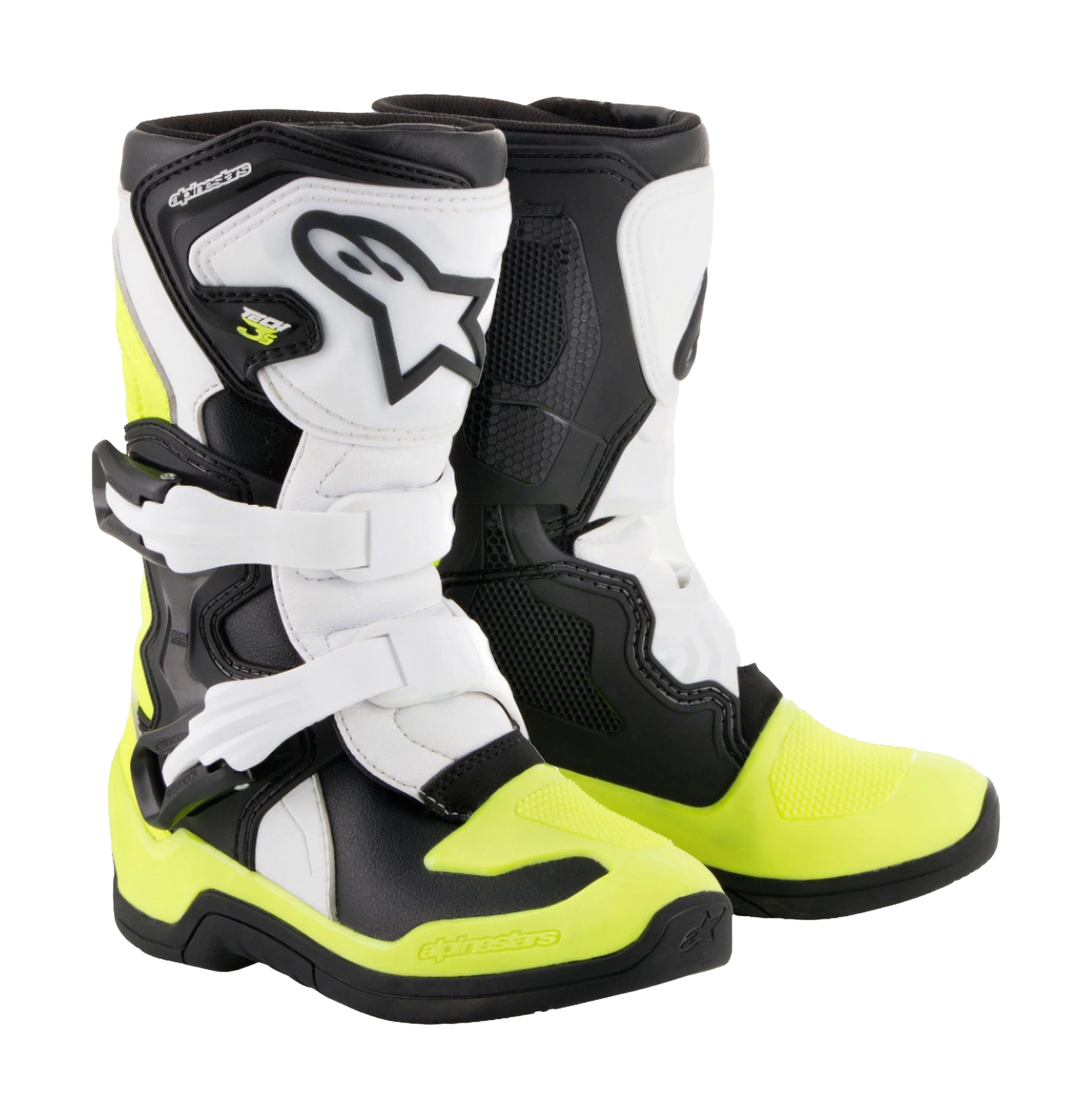 Alpinestars Kids Crosslaarzen Tech 3S - Zwart / Wit / Geel Fluo