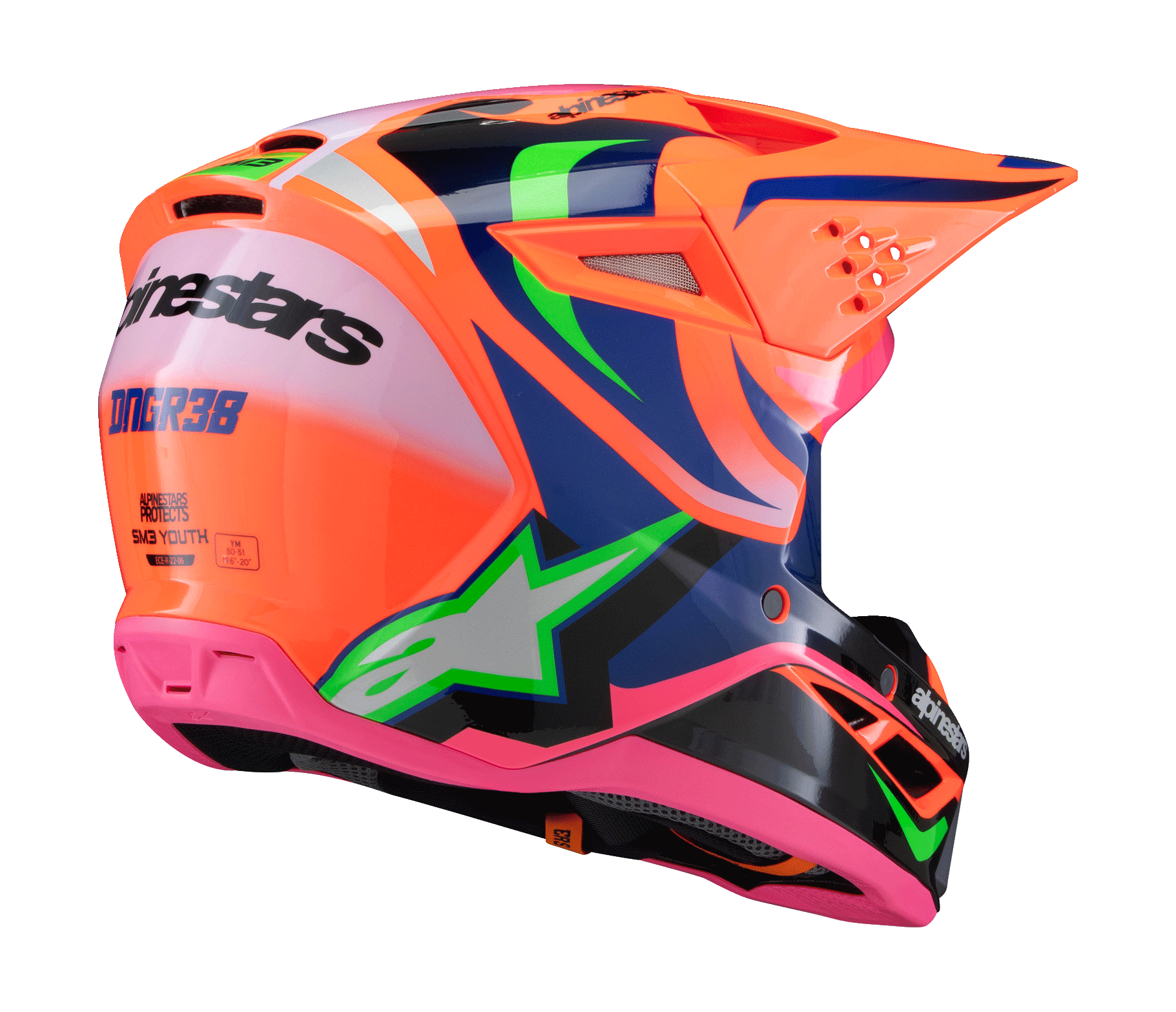 Alpinestars Kinder Crosshelm S-M3 Deegan - Oranje / Paars / Roze