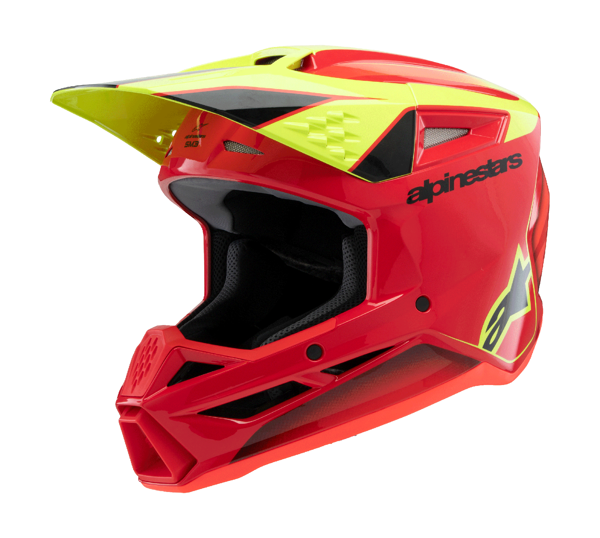 Alpinestars Kinder Crosshelm S-M3 Fray - Rood / Fluo Geel / Zwart