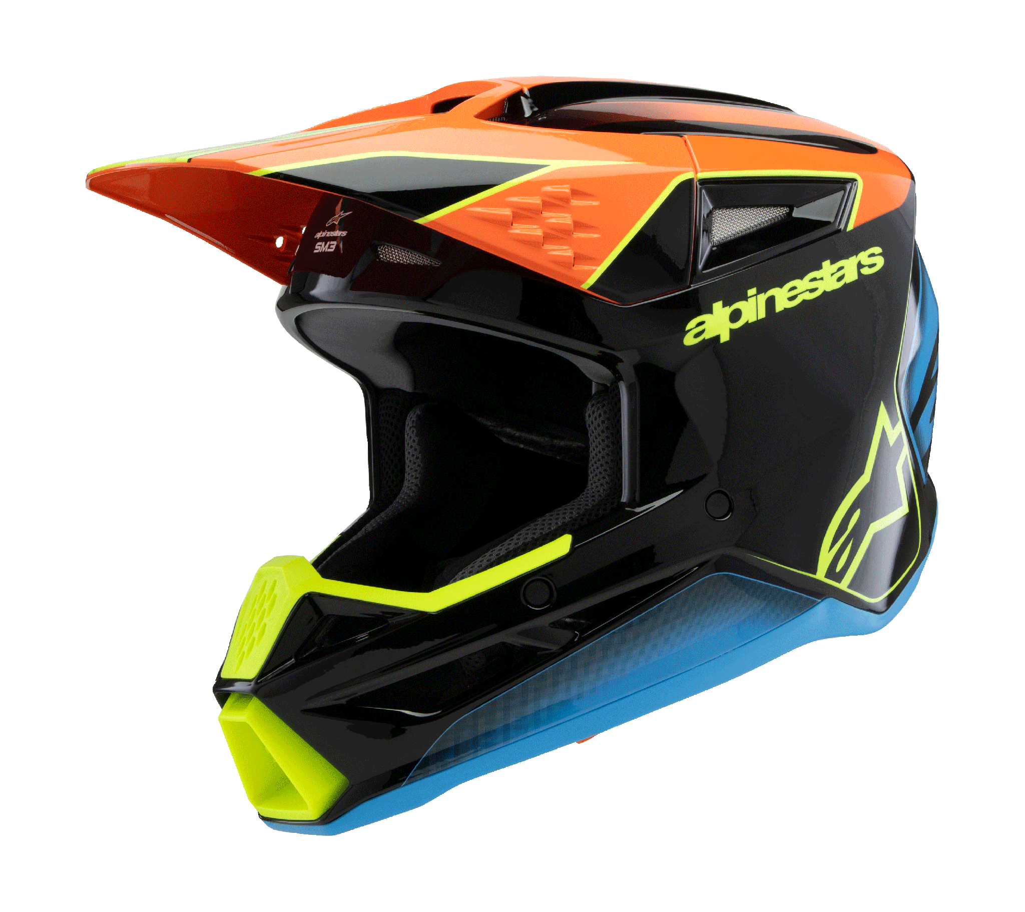 Alpinestars Kinder Crosshelm S-M3 Fray - Zwart / Oranje / Fluo Geel