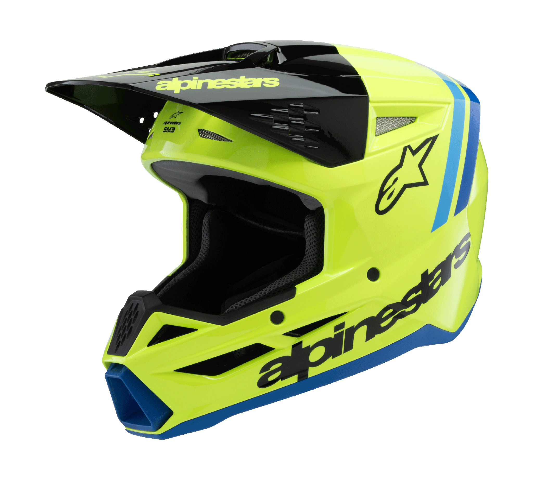 Alpinestars Kinder Crosshelm S-M3 Radium - Fluo Geel / Zwart / Blauw