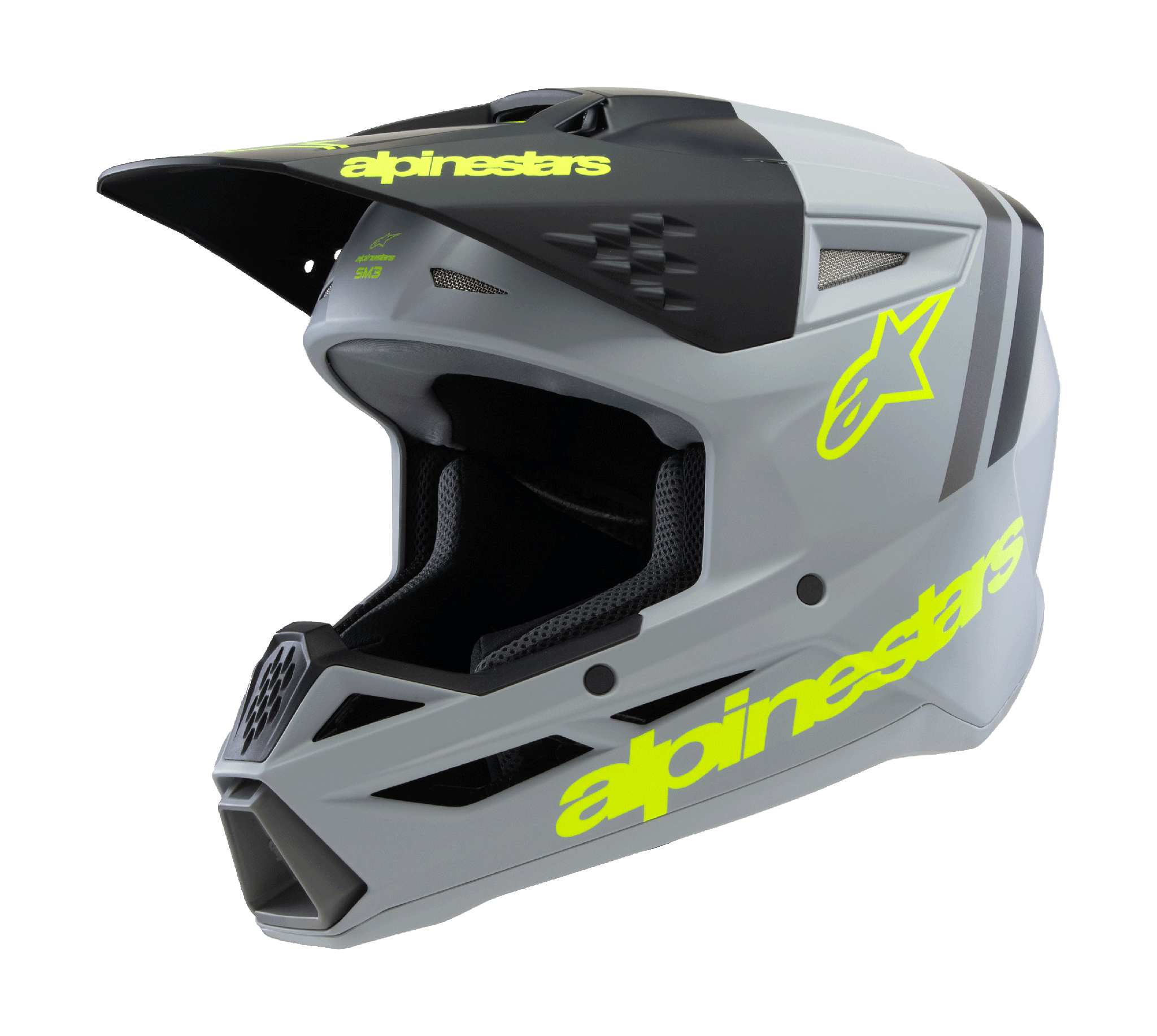 Alpinestars Kinder Crosshelm S-M3 Radium - Grijs / Zwart / Fluo Geel