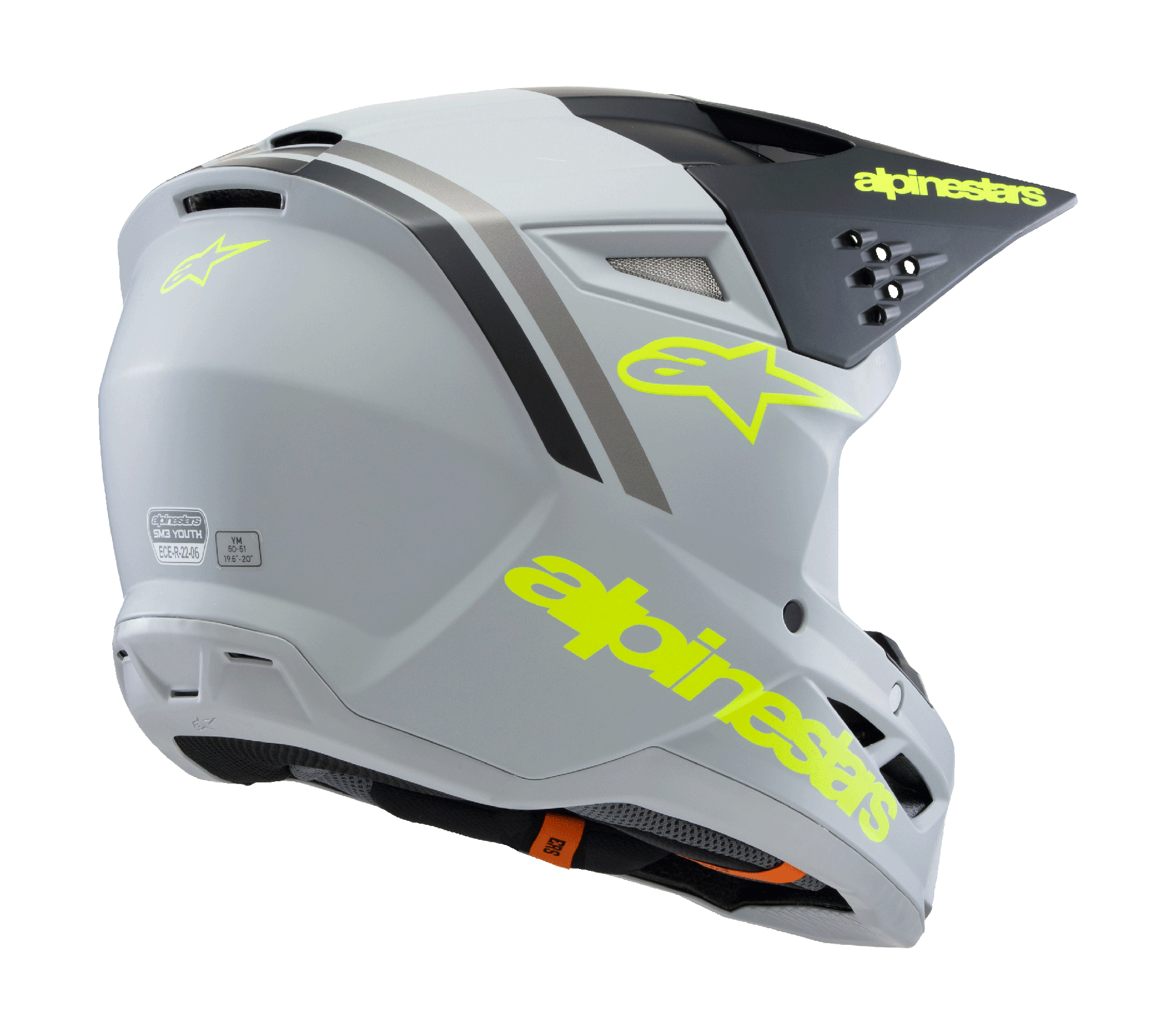 Alpinestars Kinder Crosshelm S-M3 Radium - Grijs / Zwart / Fluo Geel