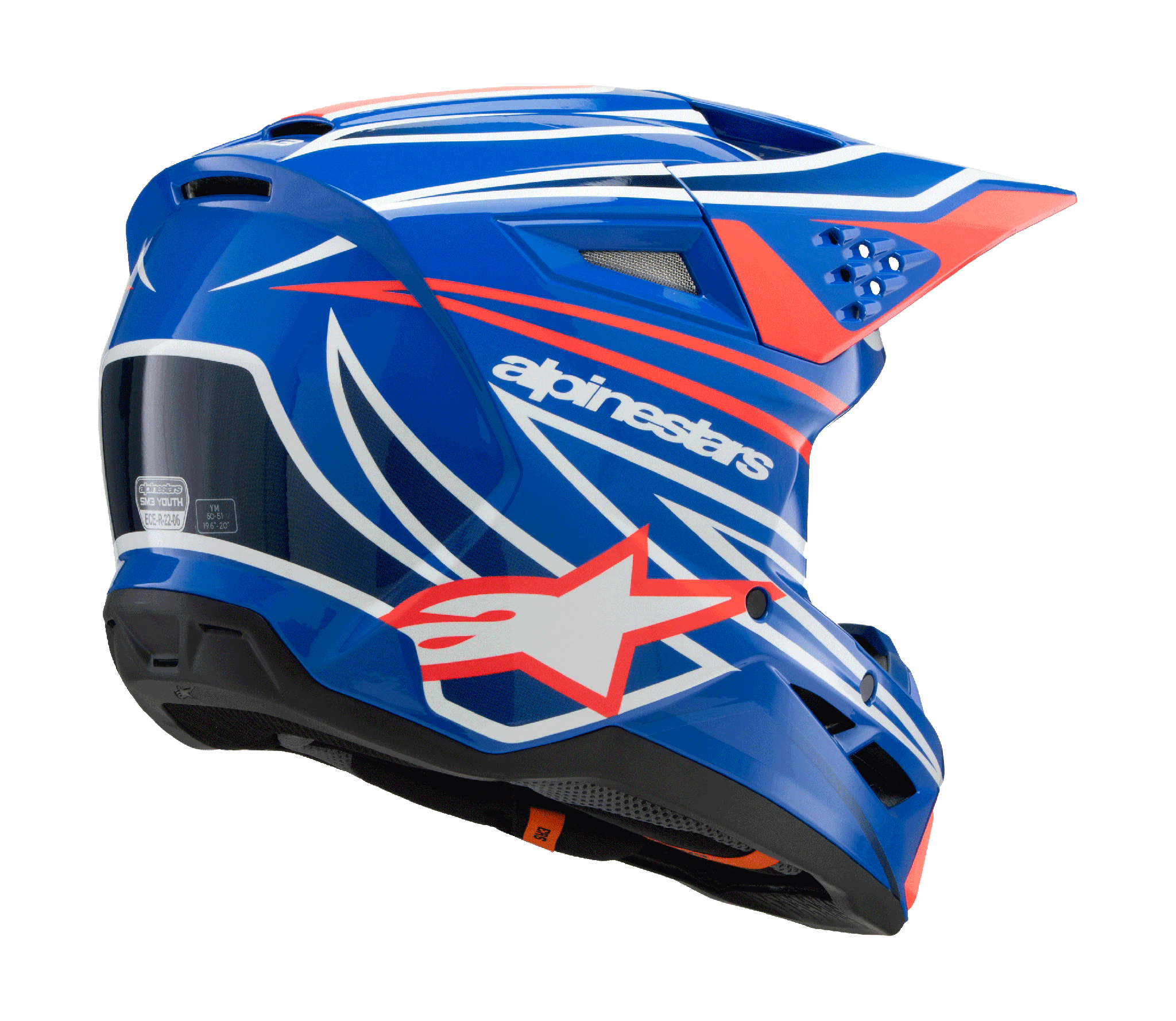 Alpinestars Kinder Crosshelm S-M3 Wurx - Blauw / Rood / Wit / Zwart