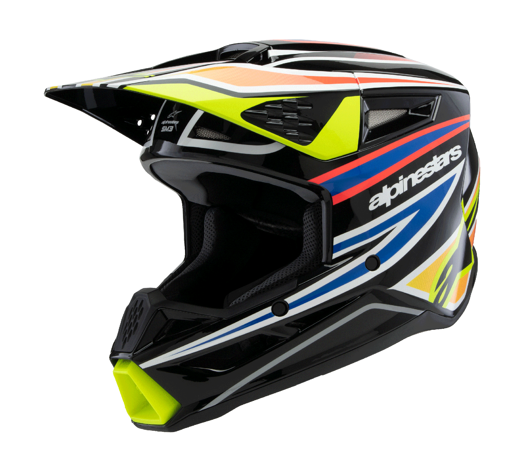 Alpinestars Kinder Crosshelm S-M3 Wurx - Zwart / Fluo Geel / Blauw / Rood