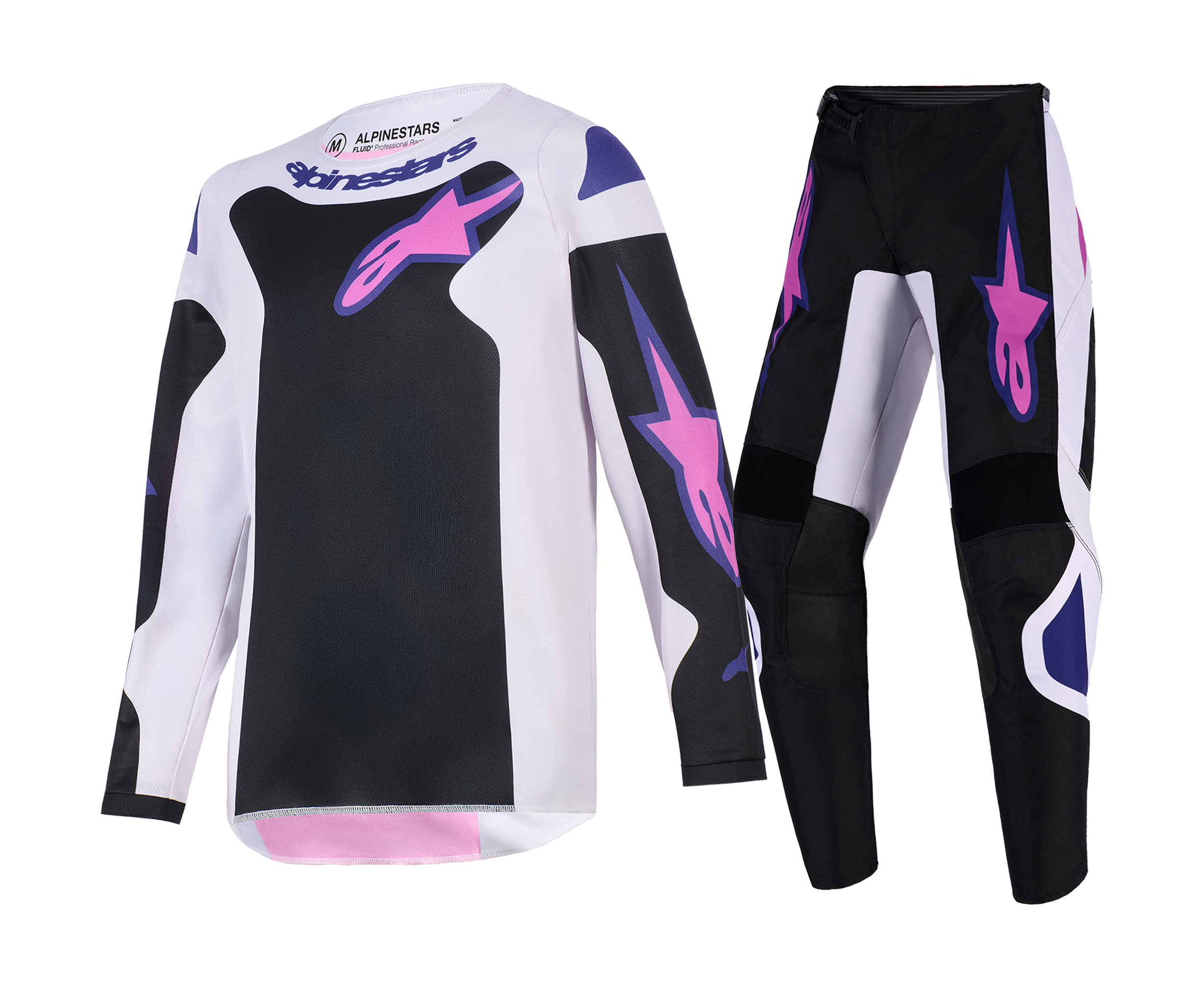 Alpinestars Kinder Crosskleding 2026 Fluid Grid - Zwart / Licht Grijs / Paars