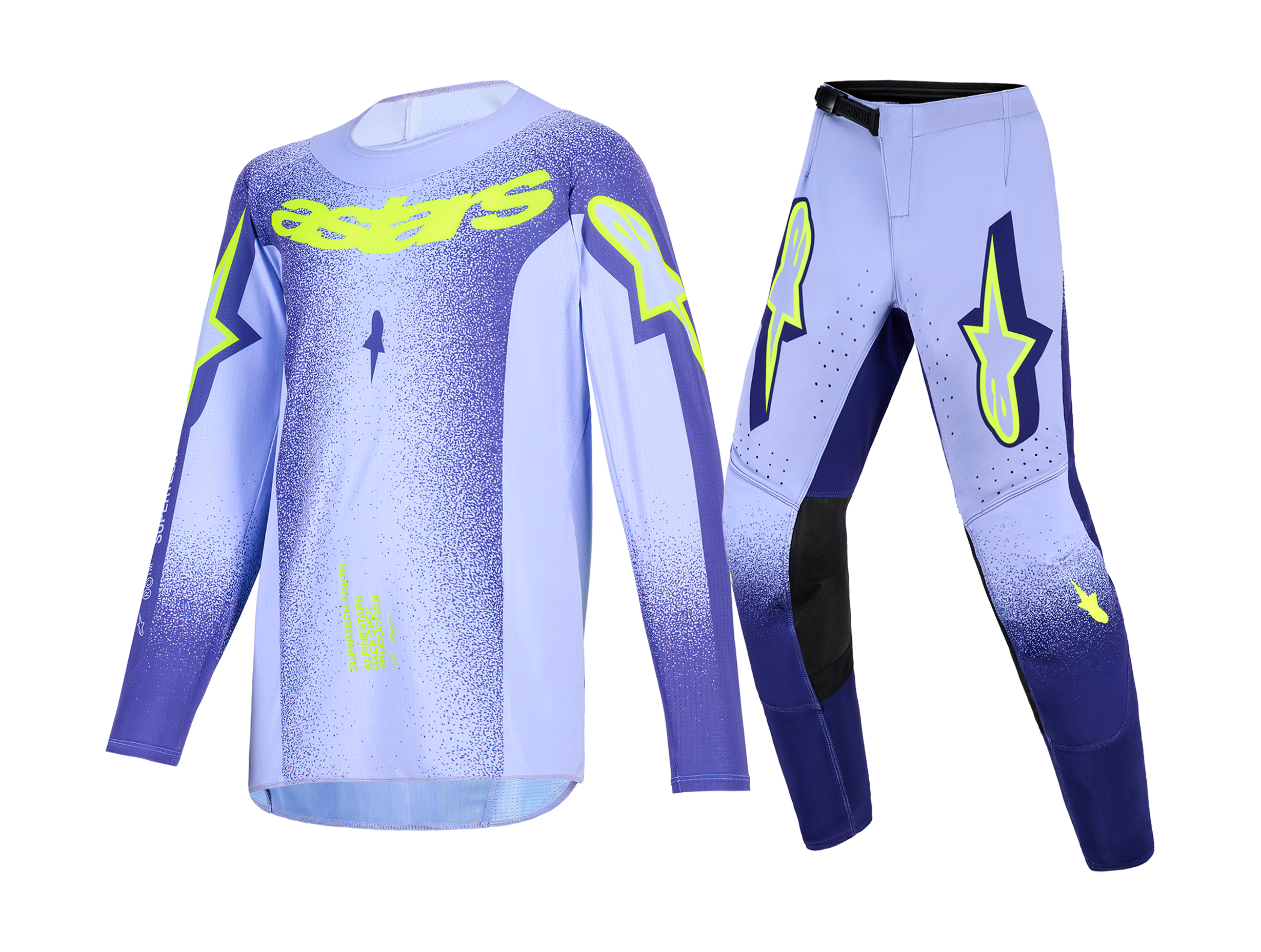 Alpinestars Kinder Crosskleding 2026 Supertech Scenz - Paars / Fluo Geel