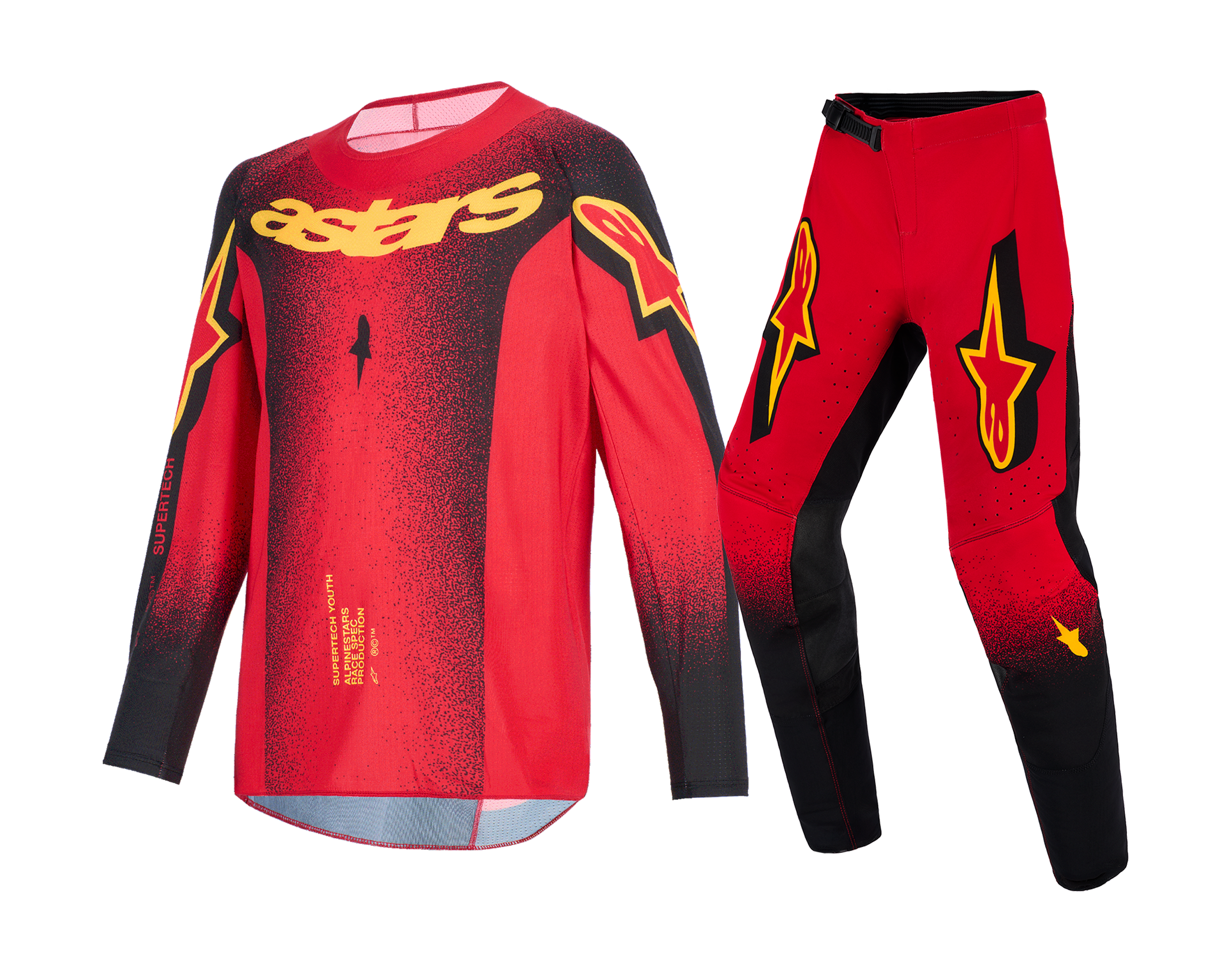 Alpinestars Kinder Crosskleding 2026 Supertech Scenz - Rood / Zwart / Geel