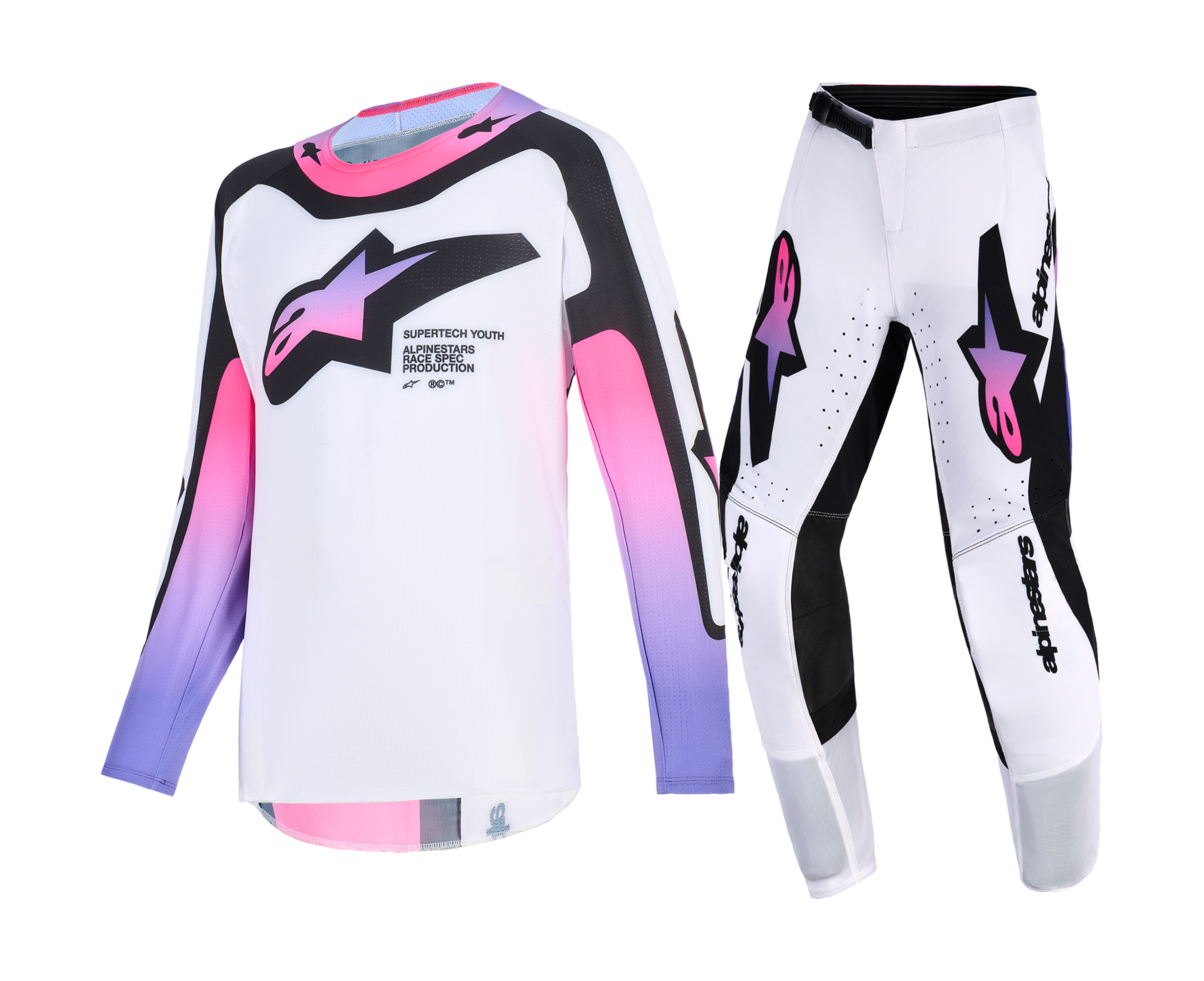 Alpinestars Kinder Crosskleding 2026 Supertech Vista - Wit / Paars / Zwart