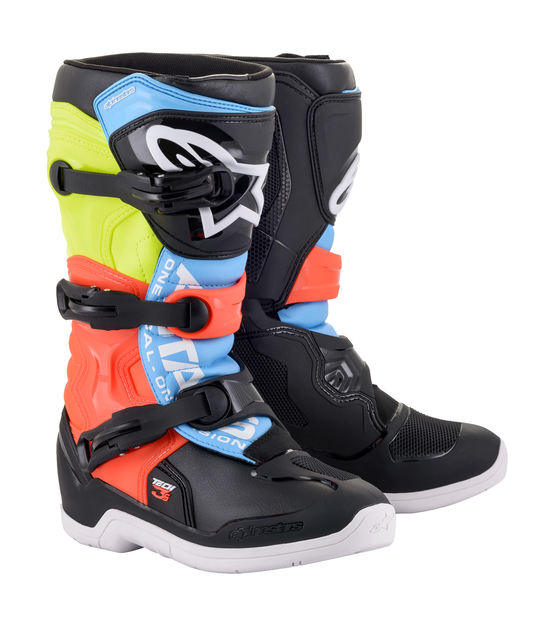 Alpinestars Kinder Crosslaarzen Tech 3S - Zwart / Fluo Geel / Fluo Rood