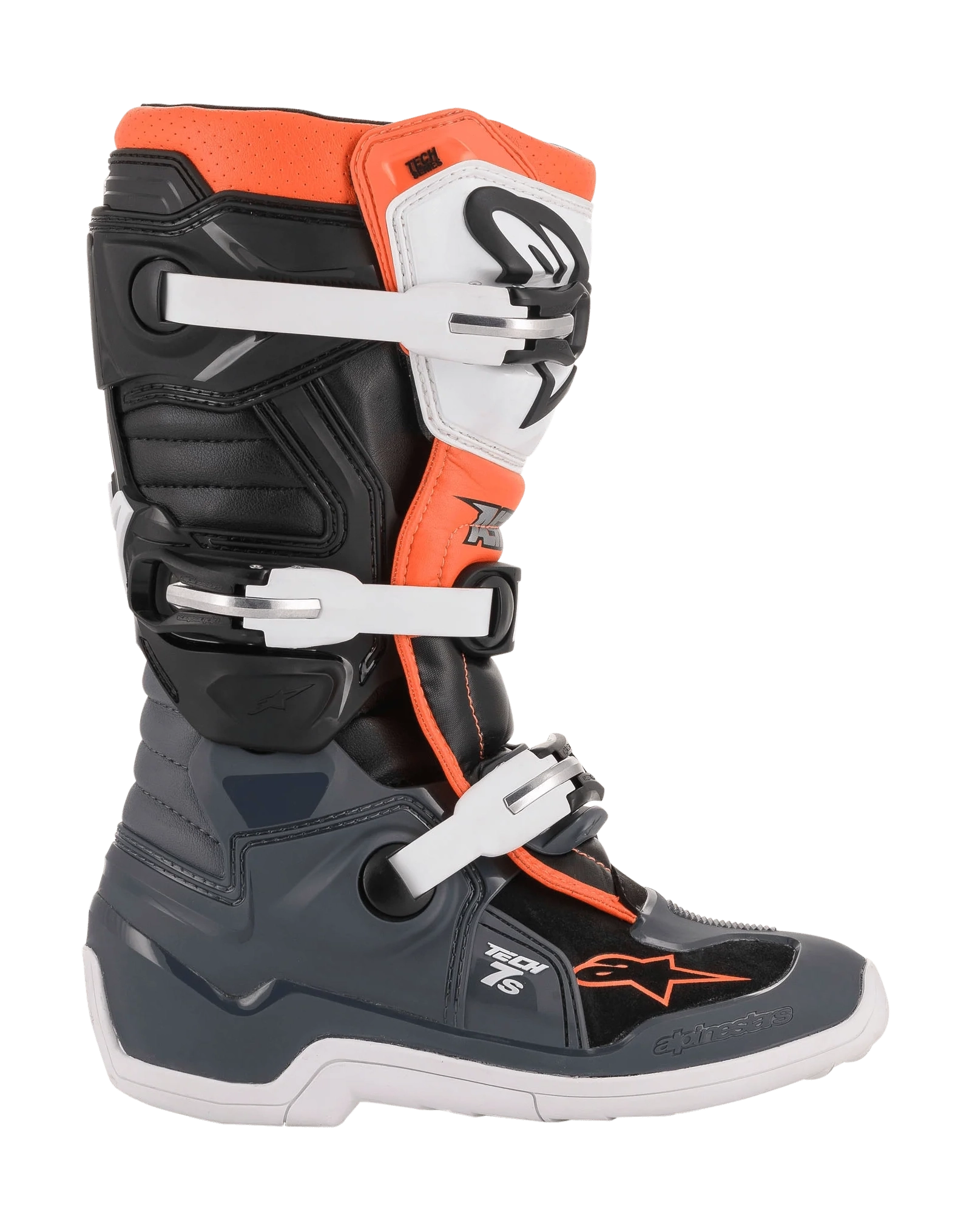 Alpinestars Kinder Crosslaarzen Tech 7S - Zwart / Grijs / Wit / Fluo Oranje