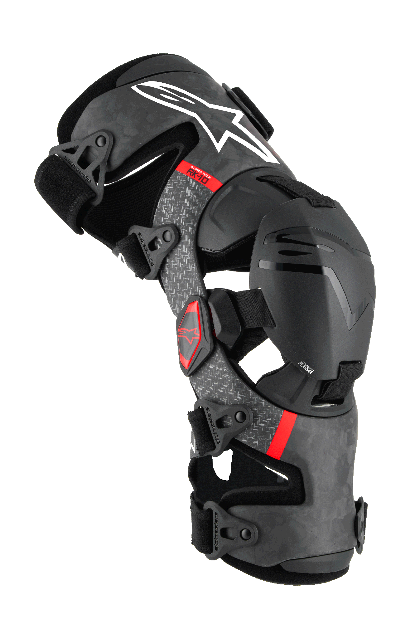 Alpinestars Kniebraces Supertech RK-10 Plasma - Zwart / Rood