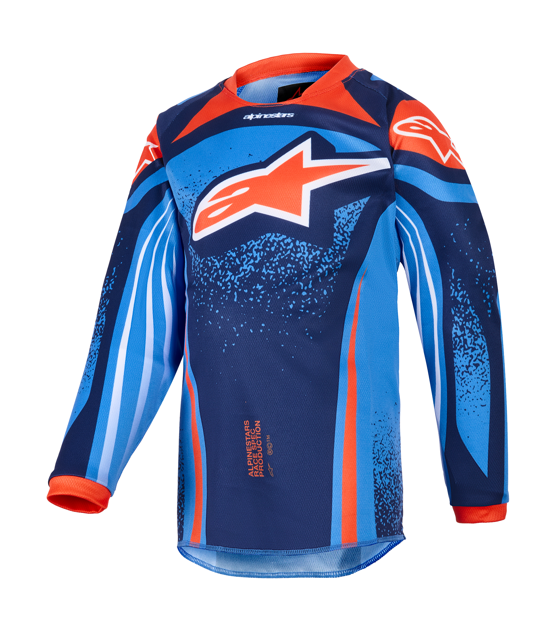 Alpinestars Mini Cross Shirt 2026 Racer Nomur - Donker Navy / Oranje / Ucla / Blauw