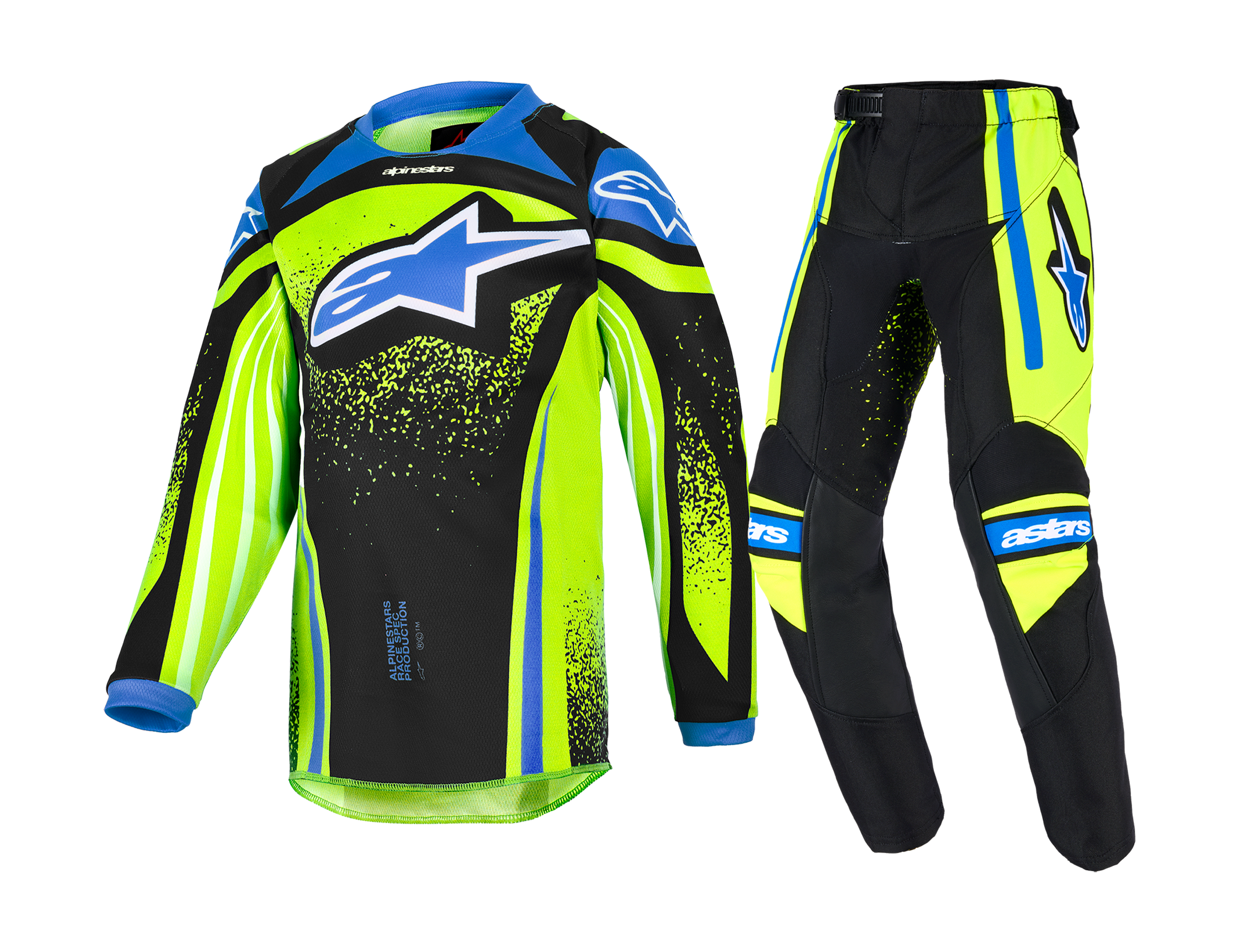 Alpinestars Mini Crosskleding 2026 Racer Nomur - Donker Navy / Fluo Geel / Ucla / Blauw