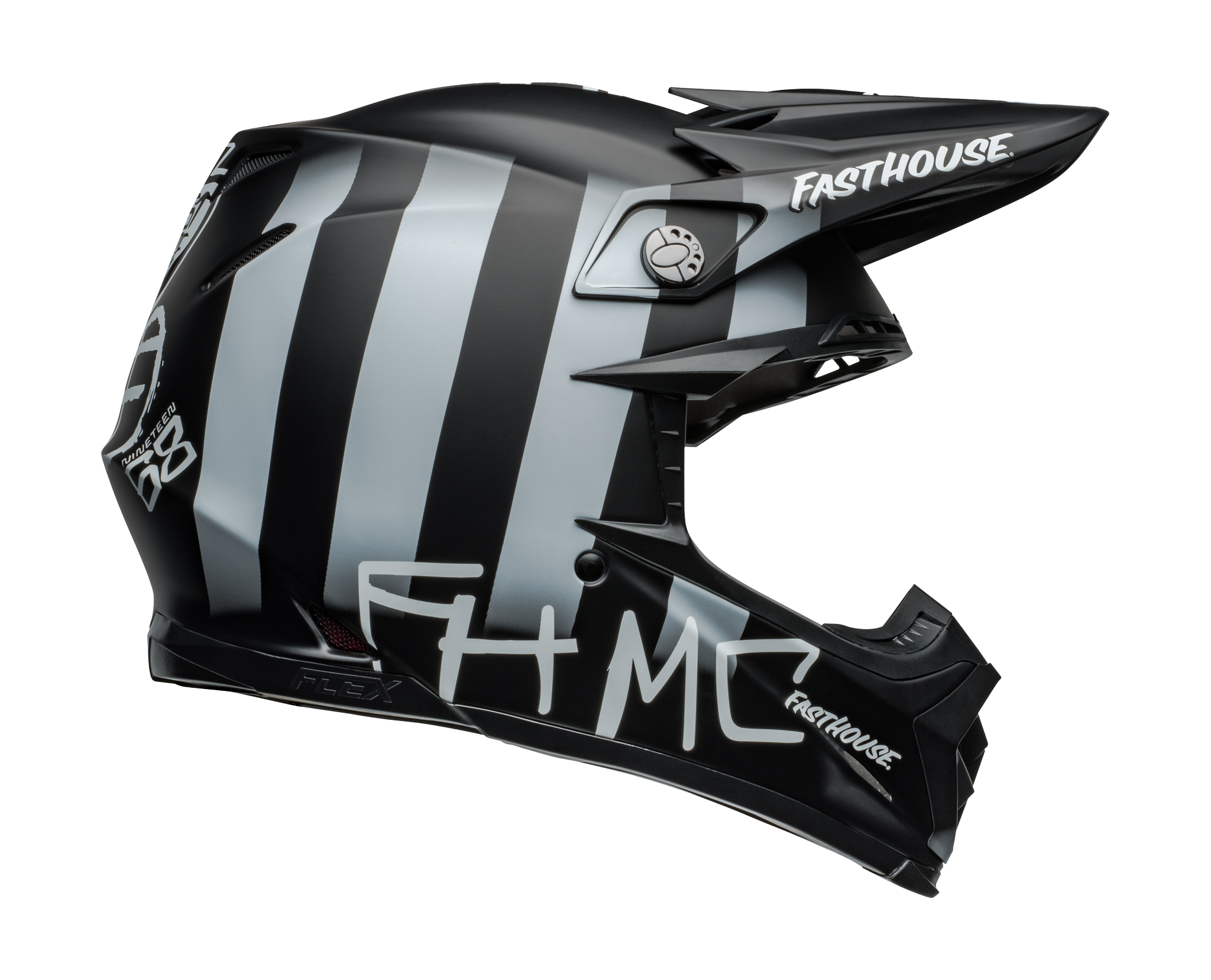 Bell Crosshelm Moto-9S Flex Fasthouse MC Core - Zwart / Geel