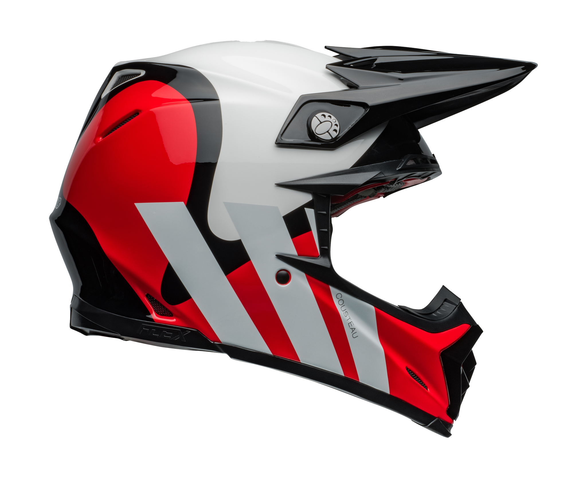 Bell Crosshelm Moto-9S Flex Hello Cousteau Stripes - Wit / Rood