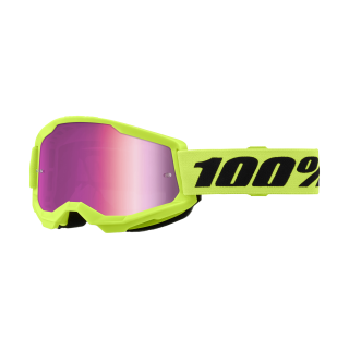 100% Crossbril Strata 2 Neon Yellow - Spiegel Roze Lens