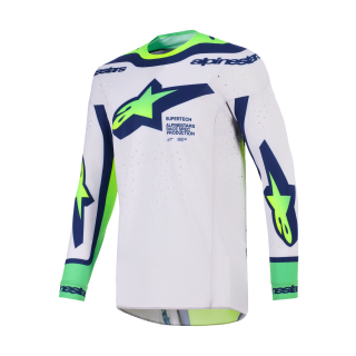 Alpinestars Cross Shirt 2026 Supertech Vista - Licht Grijs / Fluo Geel / Blauw