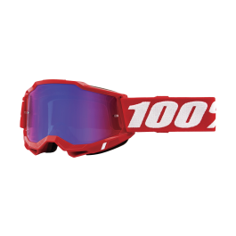 100% Crossbril Accuri 2 Neon Red - Spiegel Rood / Blauw Lens