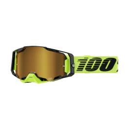 100% Crossbril Armega Neon Yellow - Spiegel Goud Lens