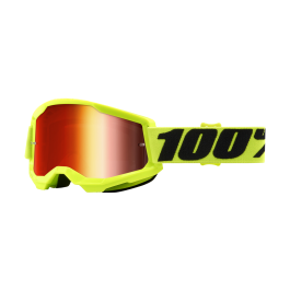 100% Crossbril Strata 2 Fluo Yellow - Spiegel Rood Lens