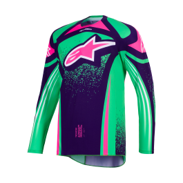Alpinestars Cross Shirt 2026 Techstar Nomur - Deep Paars / Groen / Fluo Roze