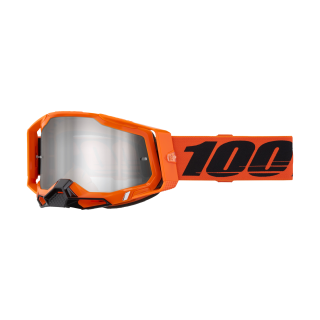 100% Crossbril Racecraft 2 Neon Orange - Spiegel Zilver Flash Lens