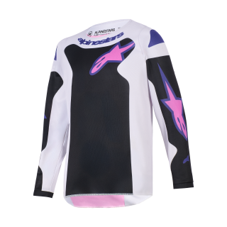 Alpinestars Kinder Cross Shirt 2026 Fluid Grid - Zwart / Licht Grijs / Paars