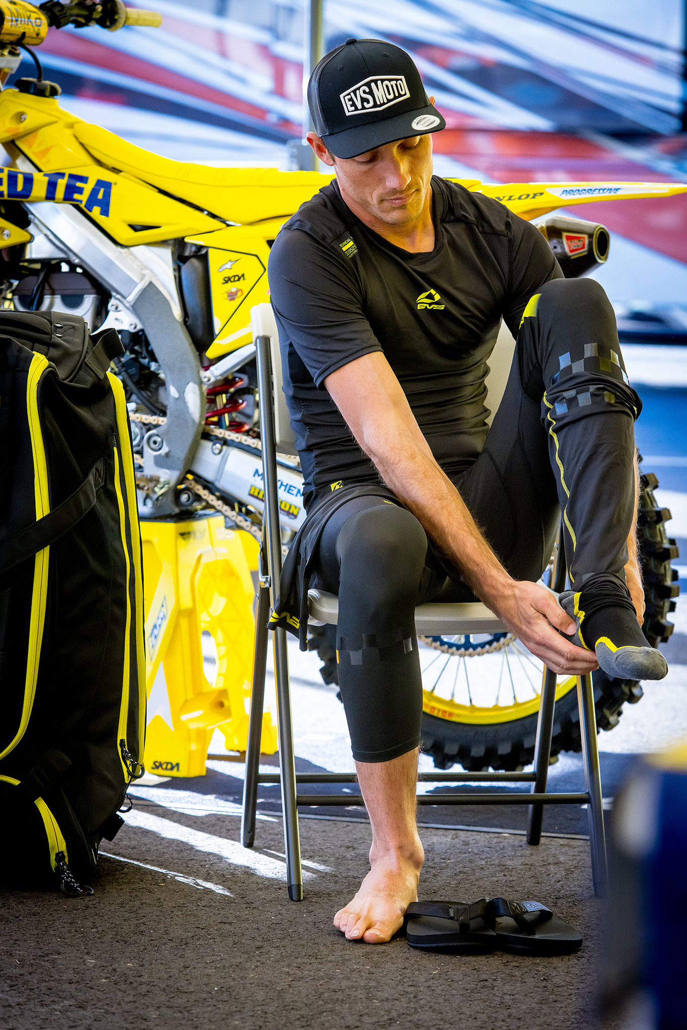 EVS Kinder Cross Sokken Lang Kniebrace Fusion - Zwart / Hi-Viz