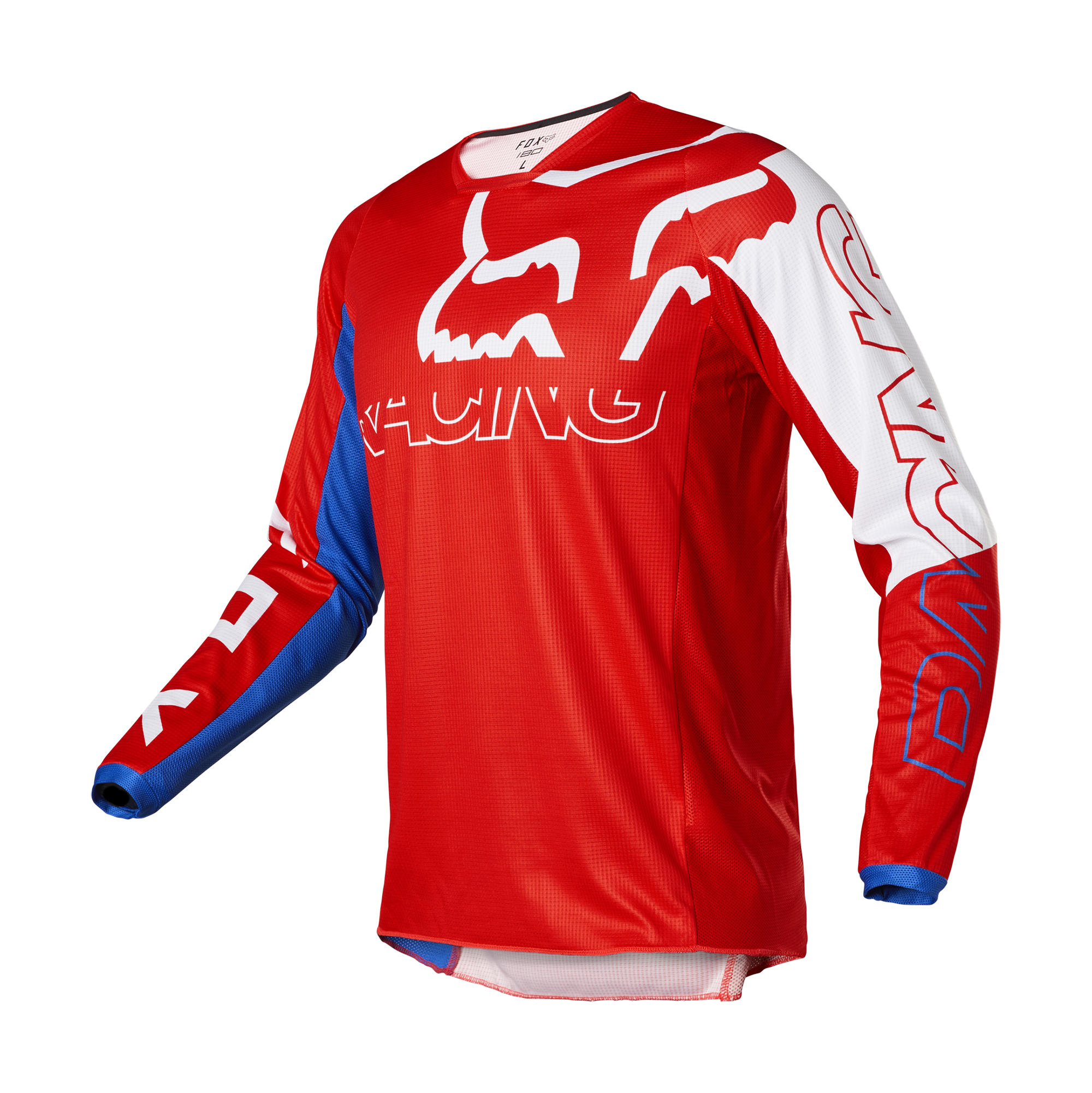 Fox Kinder Cross Shirt 180 Skew - Wit / Rood / Blauw