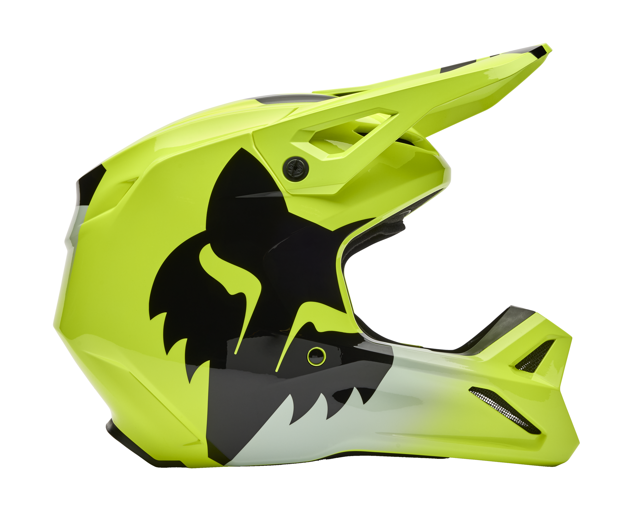 Fox Kinder Crosshelm V1 Shield - Fluo Geel
