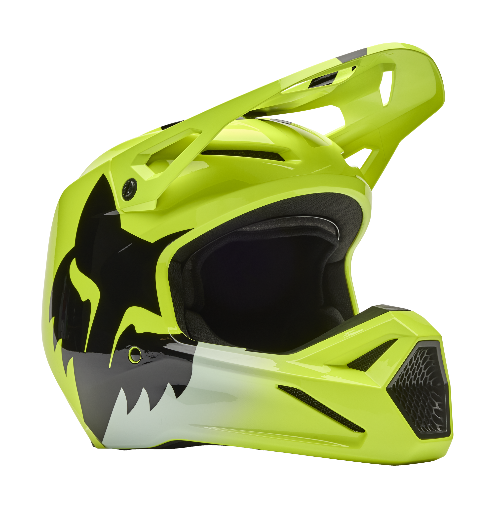 Fox Kinder Crosshelm V1 Shield - Fluo Geel