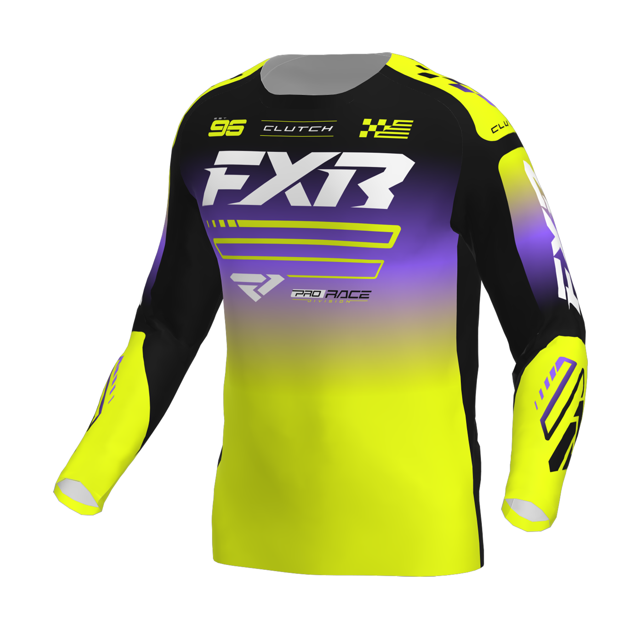 FXR Cross Shirt 2026 Clutch - HiVis / Zwart / Paars
